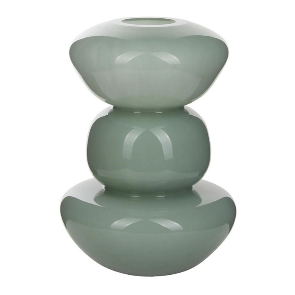 A Pebble Dusty Sage Glass Vase in a 25cm size