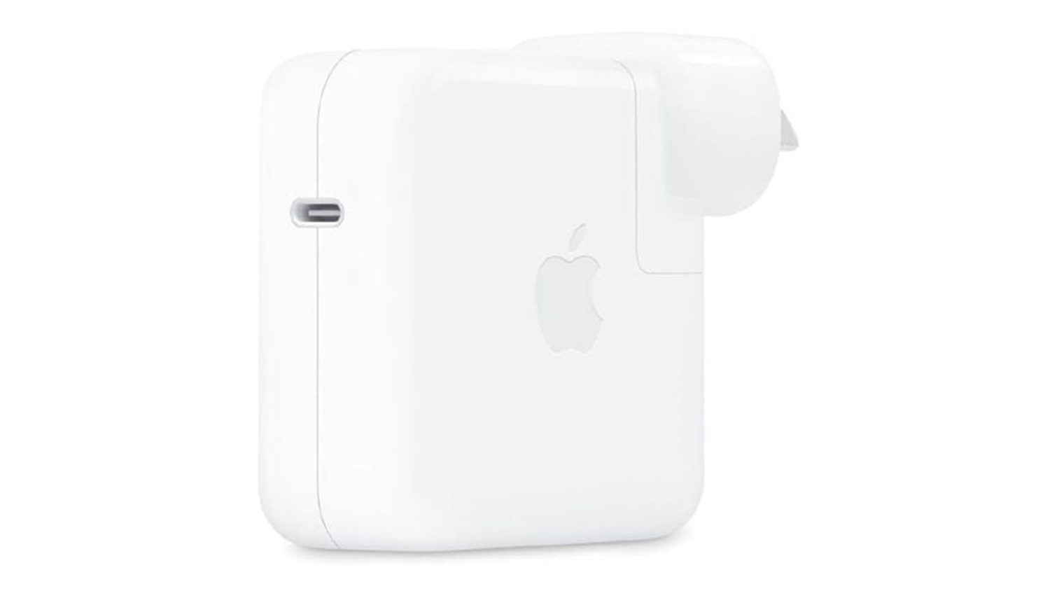 An Apple 70W USB-C Power Adapter in a sleek white colour