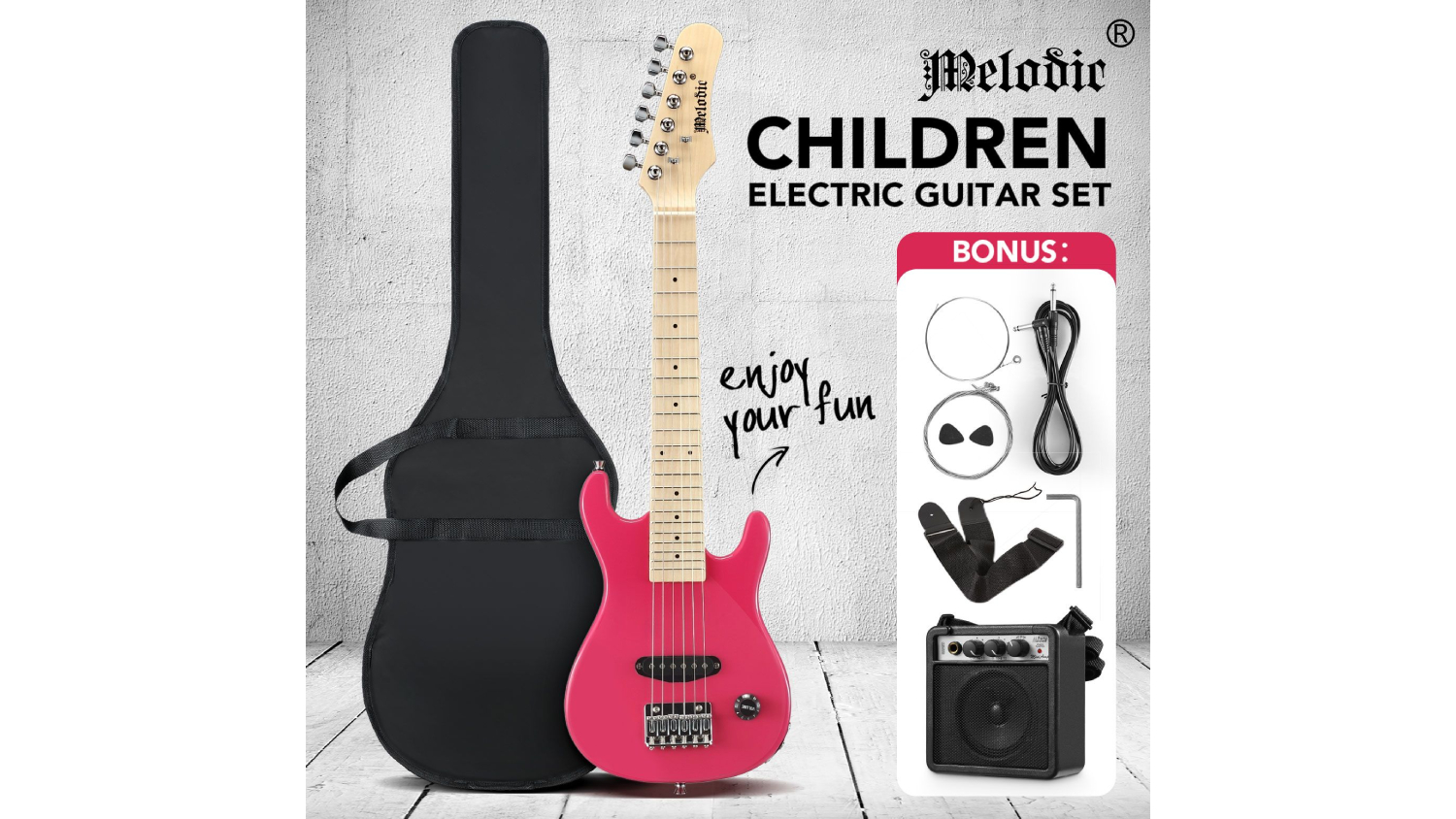 Melodic Children's Electric Guitar 30" - Pink