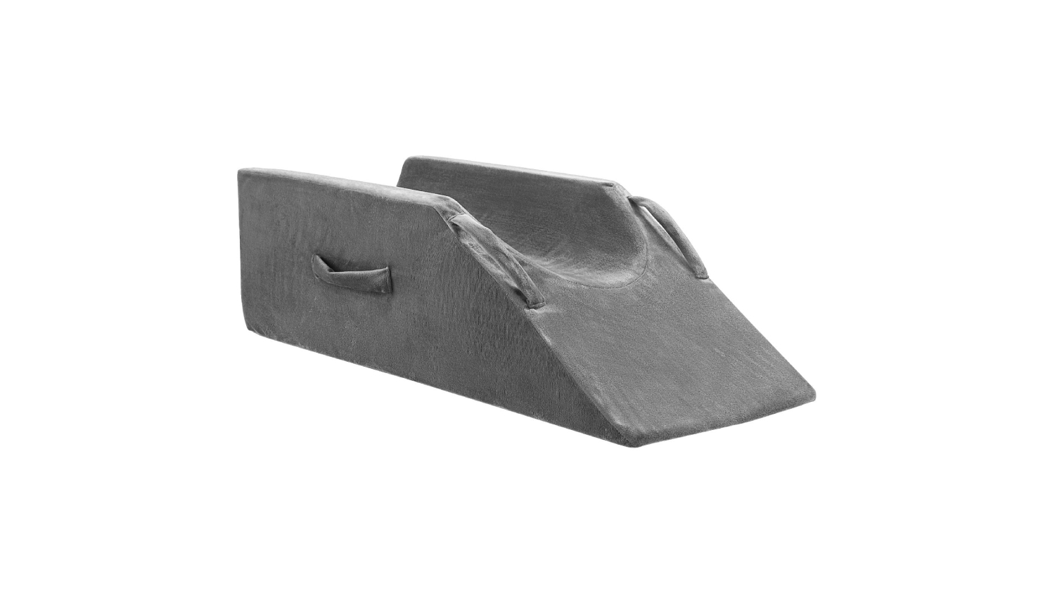 Dark grey LUXDREAM foam leg‑elevation pillow with a sloped design and side handles