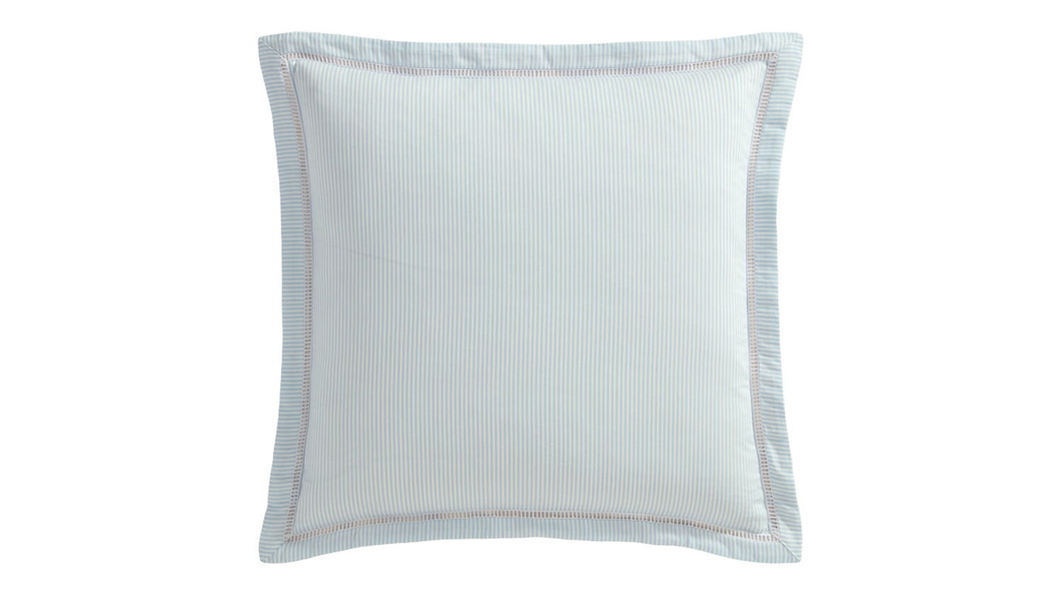 Coastal blue striped Liyana European pillowcase with decorative stitched detailing