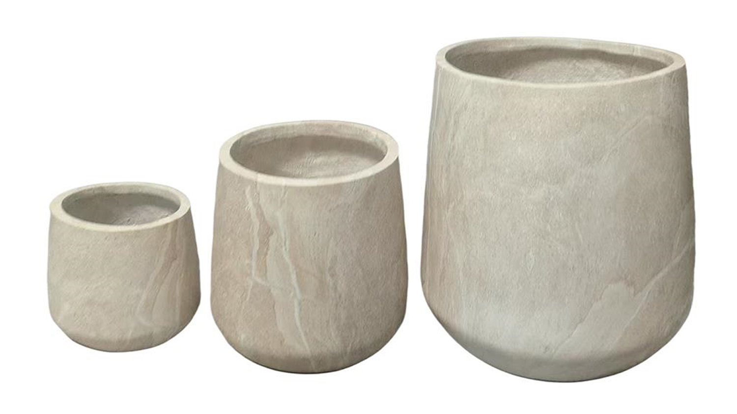 A set of 3 Bower Beige Marble MGO Planter