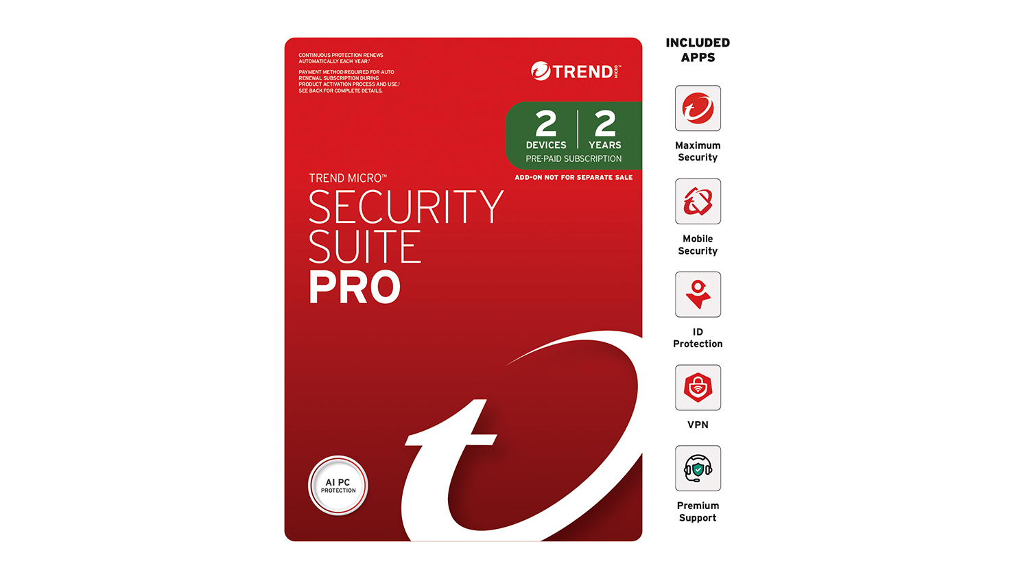 A Trend Micro Security Suite Pro for 2 devices with a 2-year subscription