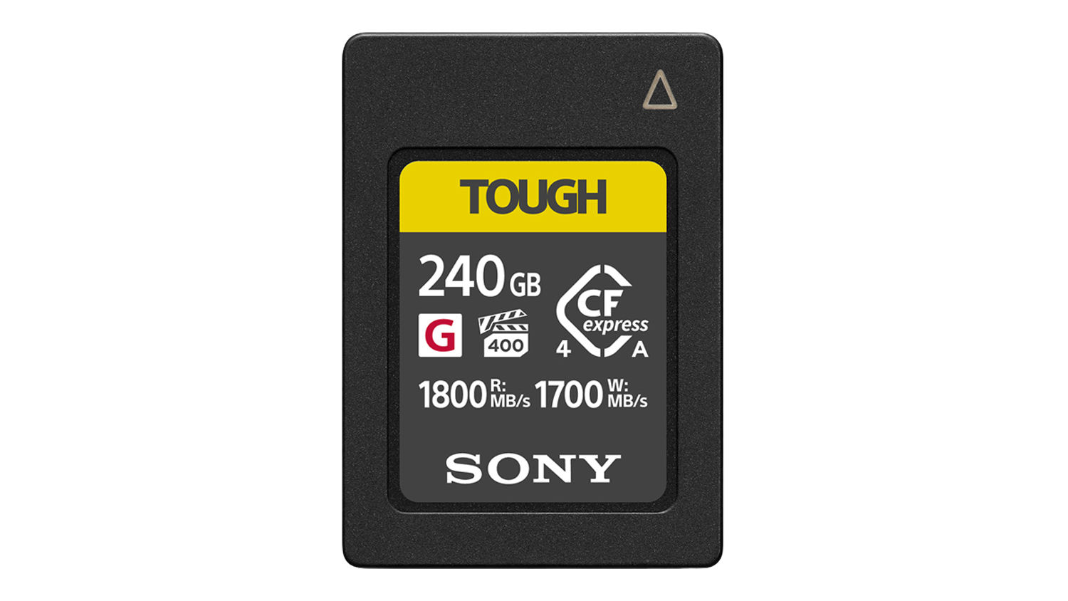 A Sony CEA-G Series CFexpress Type A Memory Card in a 240GB capacity
