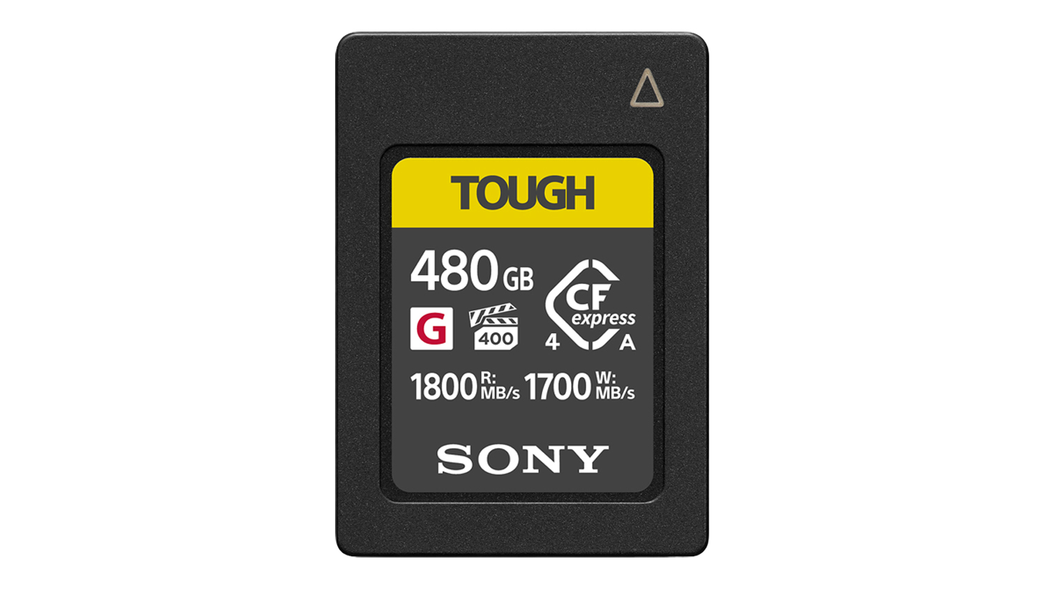 A Sony CEA-G Series CFexpress Type A Memory Card in a 480GB capacity