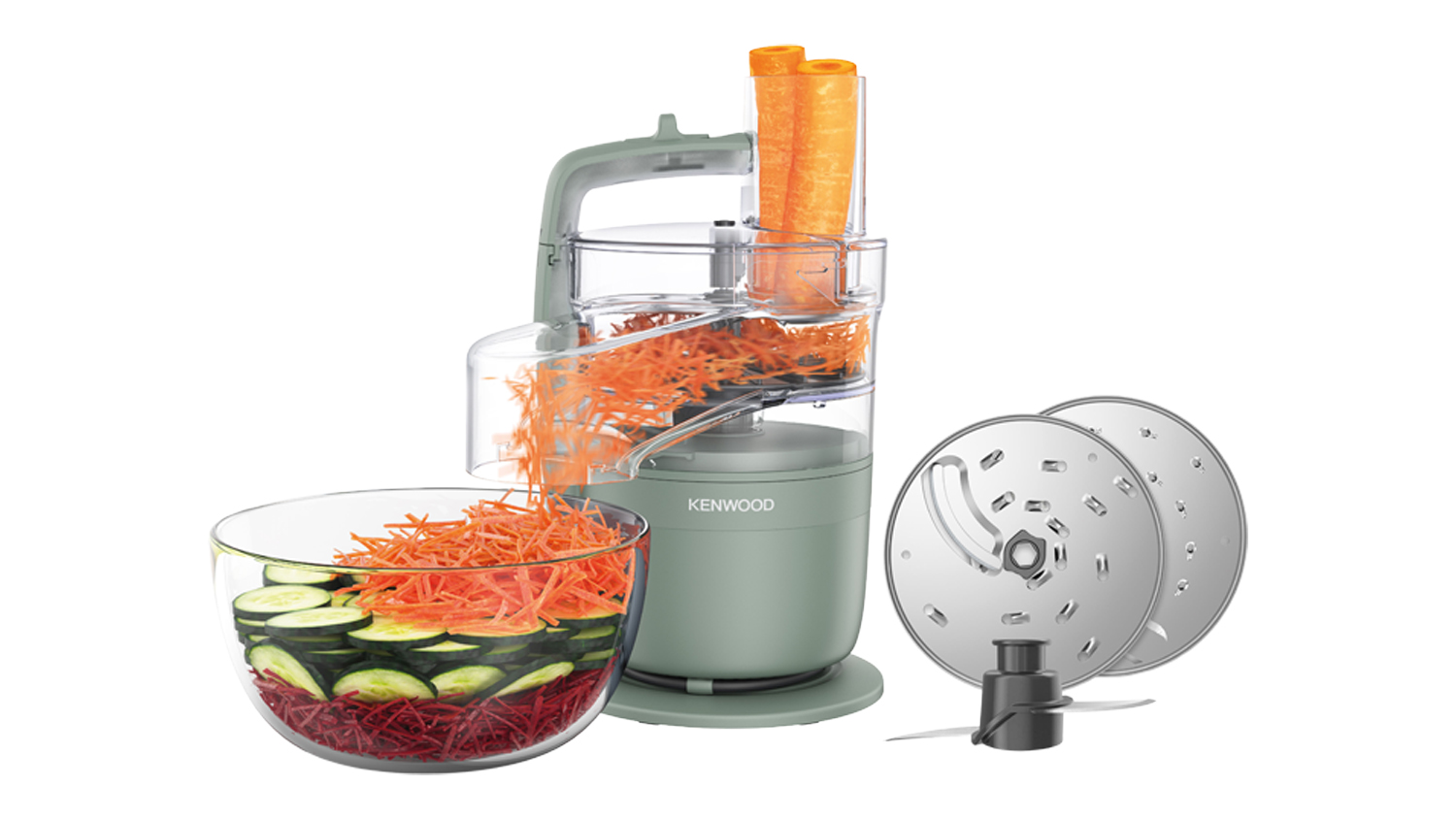 A full view of the Kenwood MultiPro Go Food Processor and its inclusions