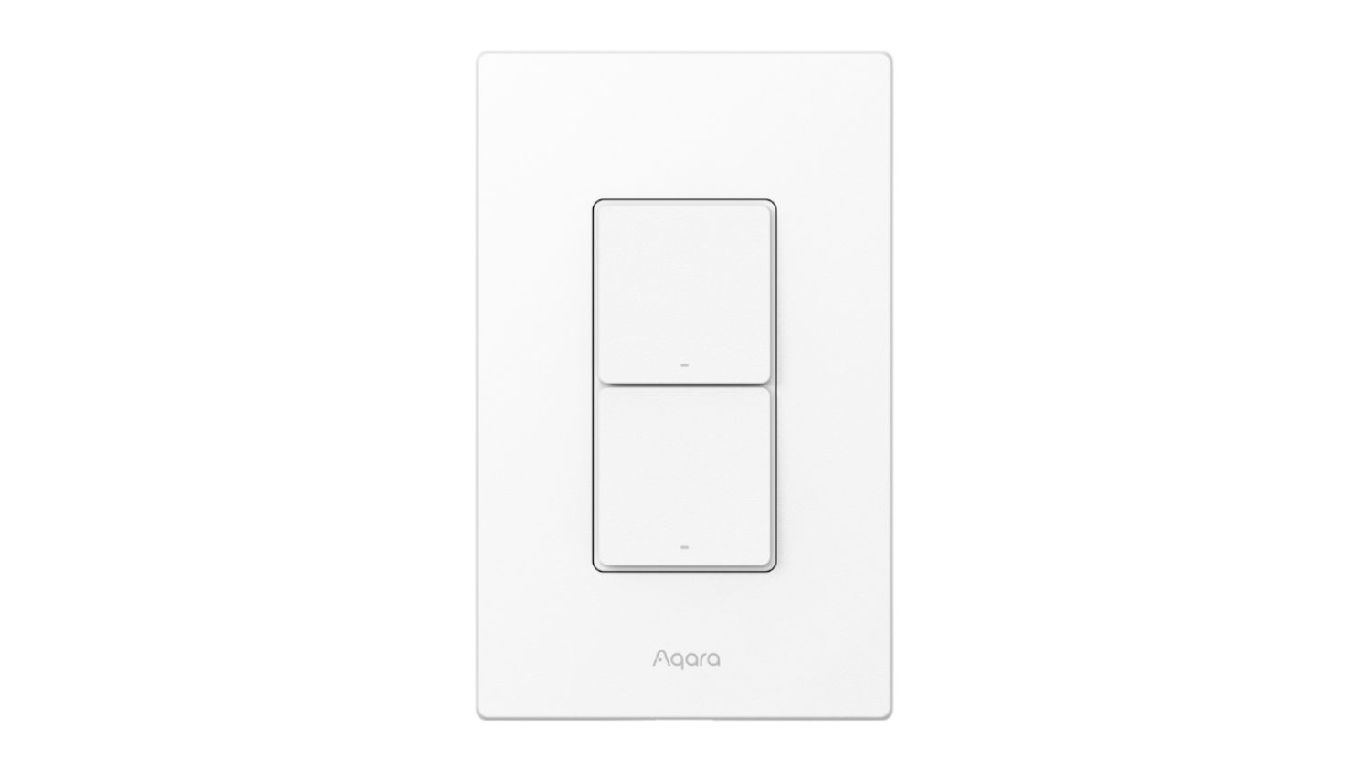 A front-angled view of the Aqara H2 Horizontal Smart Light Switch with 2 Buttons