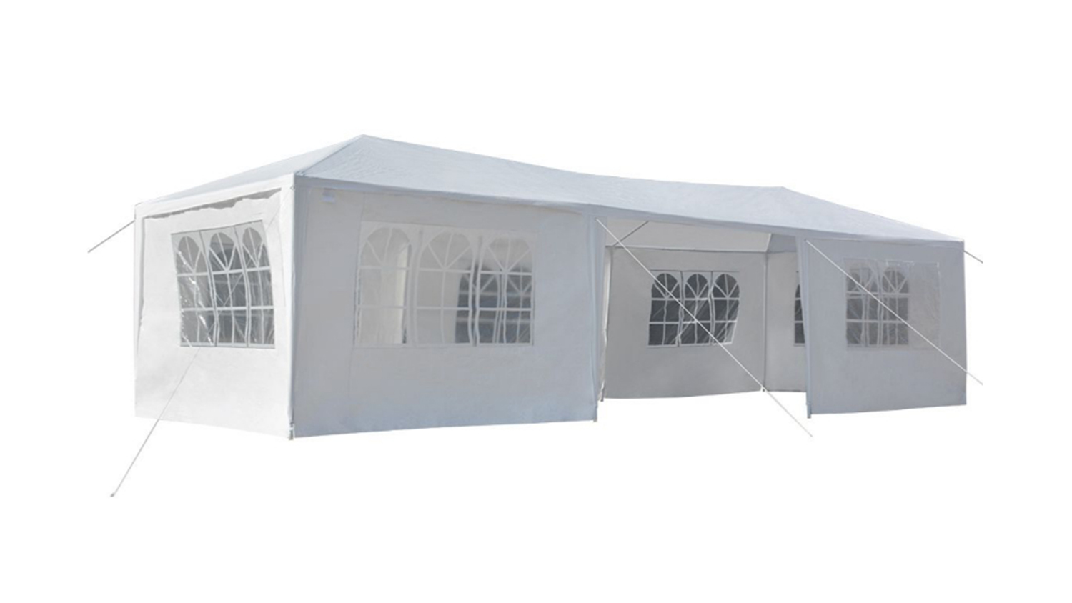 An OGL 3 x 9m Party Tent in a sleek white colour