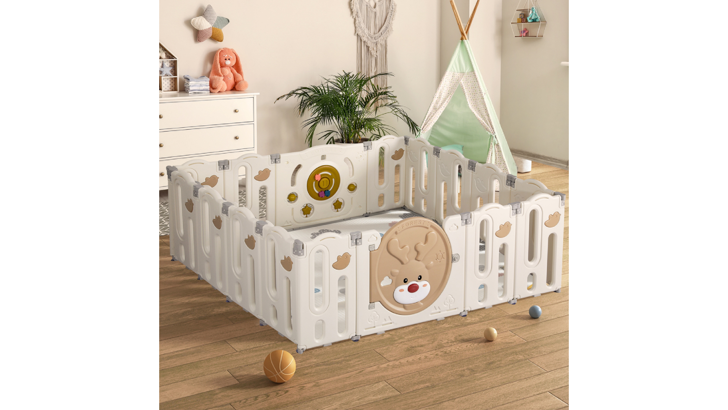 Bopeep Plastic Baby Safety Playpen 16pcs. - Autumn Tones