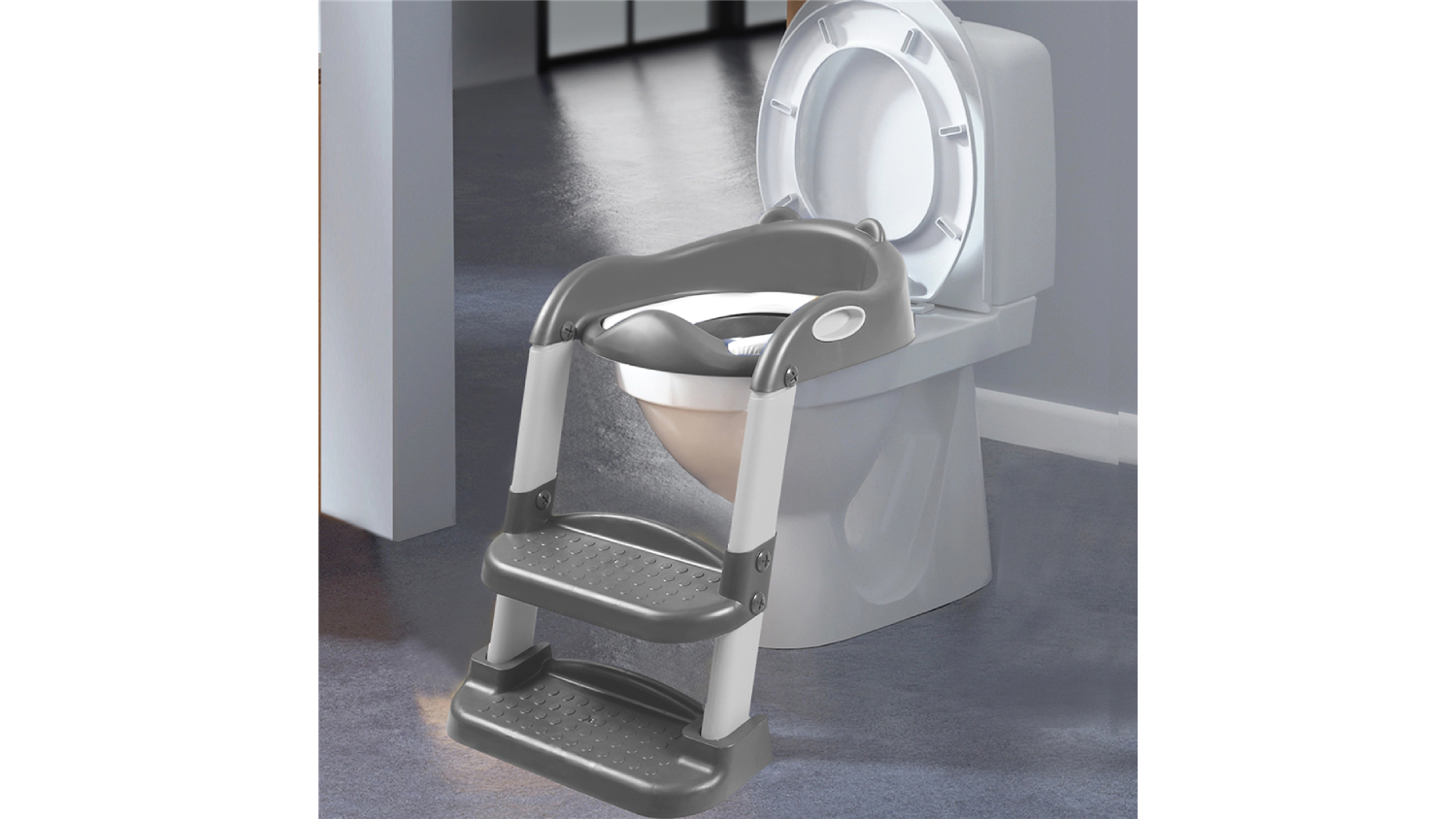 Bopeep Kids Toilet Ladder with Stool - Grey
