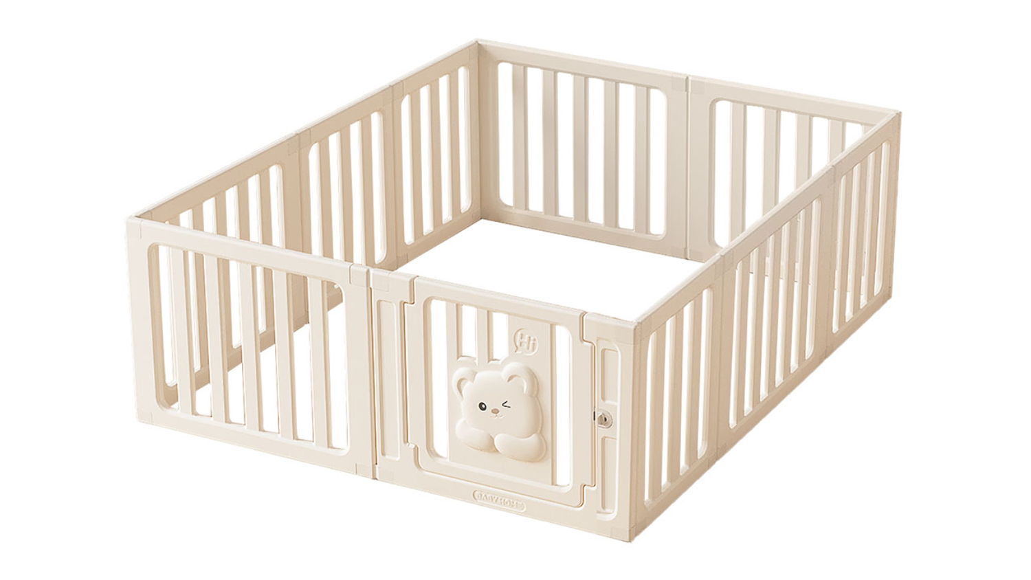 Bopeep Plastic Baby Safety Playpen 10pcs. - Creamy Bear