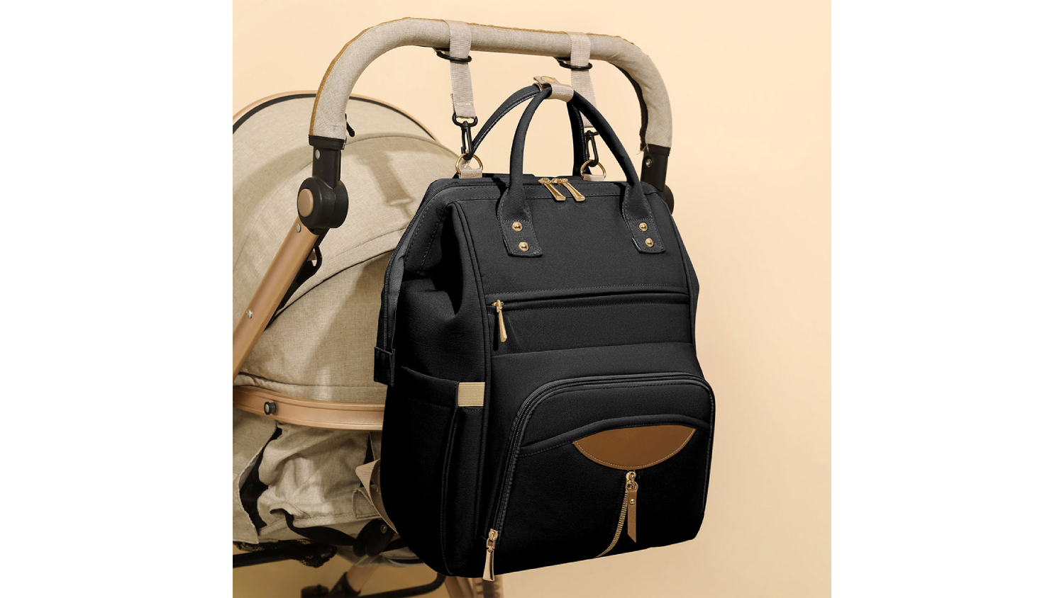 Bopeep Padded Nappy Bag - Black