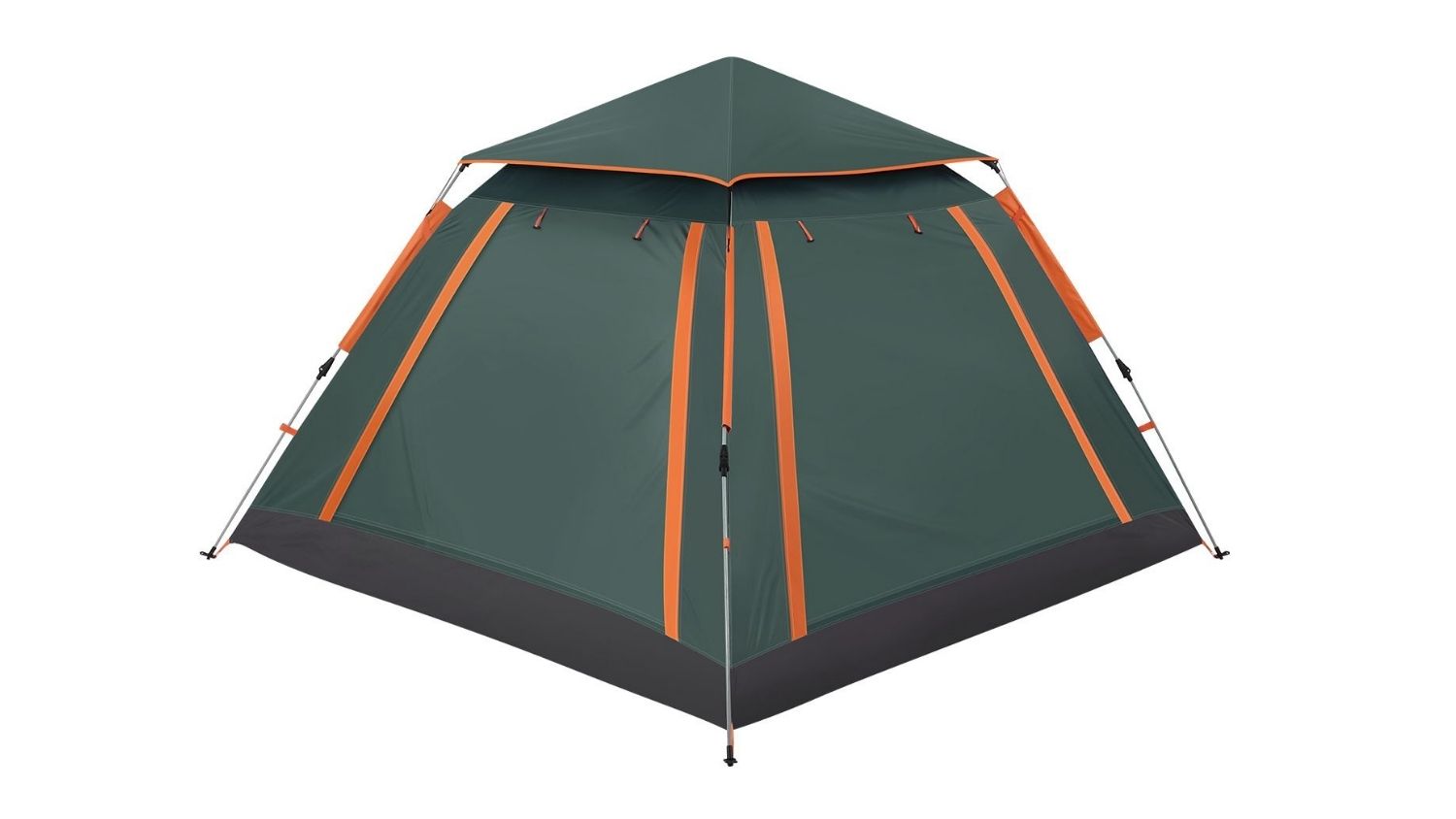 OGL 5-person pop‑up camping tent with extended sunshade canopy, mesh windows, sturdy poles, and weather‑resistant fabric