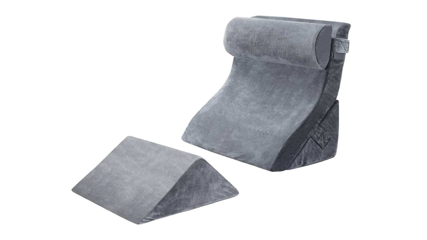 Grey Luxdream orthopedic support wedge pillow set with an angled backrest and matching leg wedge