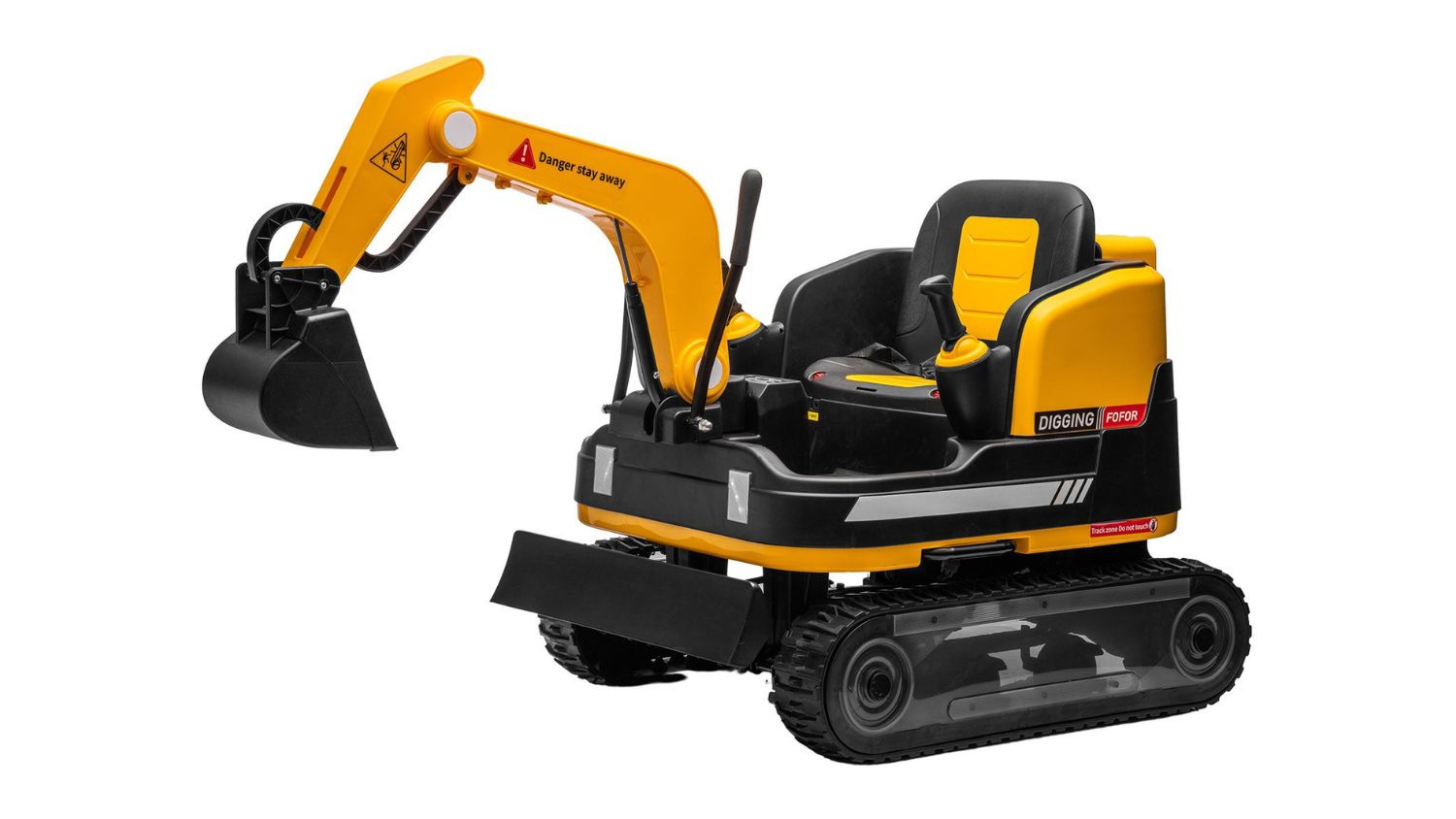 Kidbot 2-in-1 Remote Controlled Excavator with bulldozer blade, tracked wheels, and digging arm