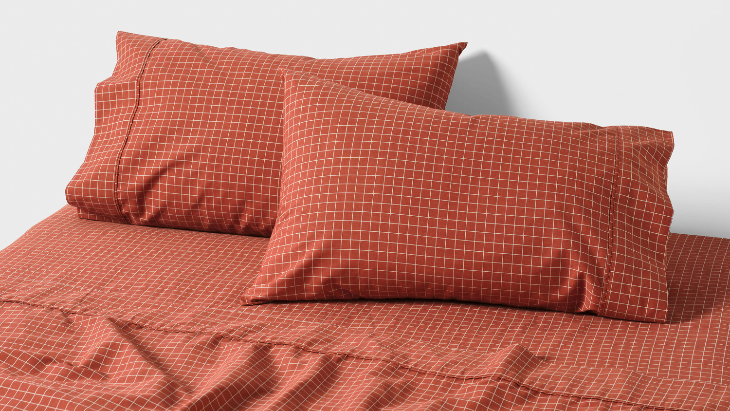 Volley Check Chilli Sheet Set by Linen House