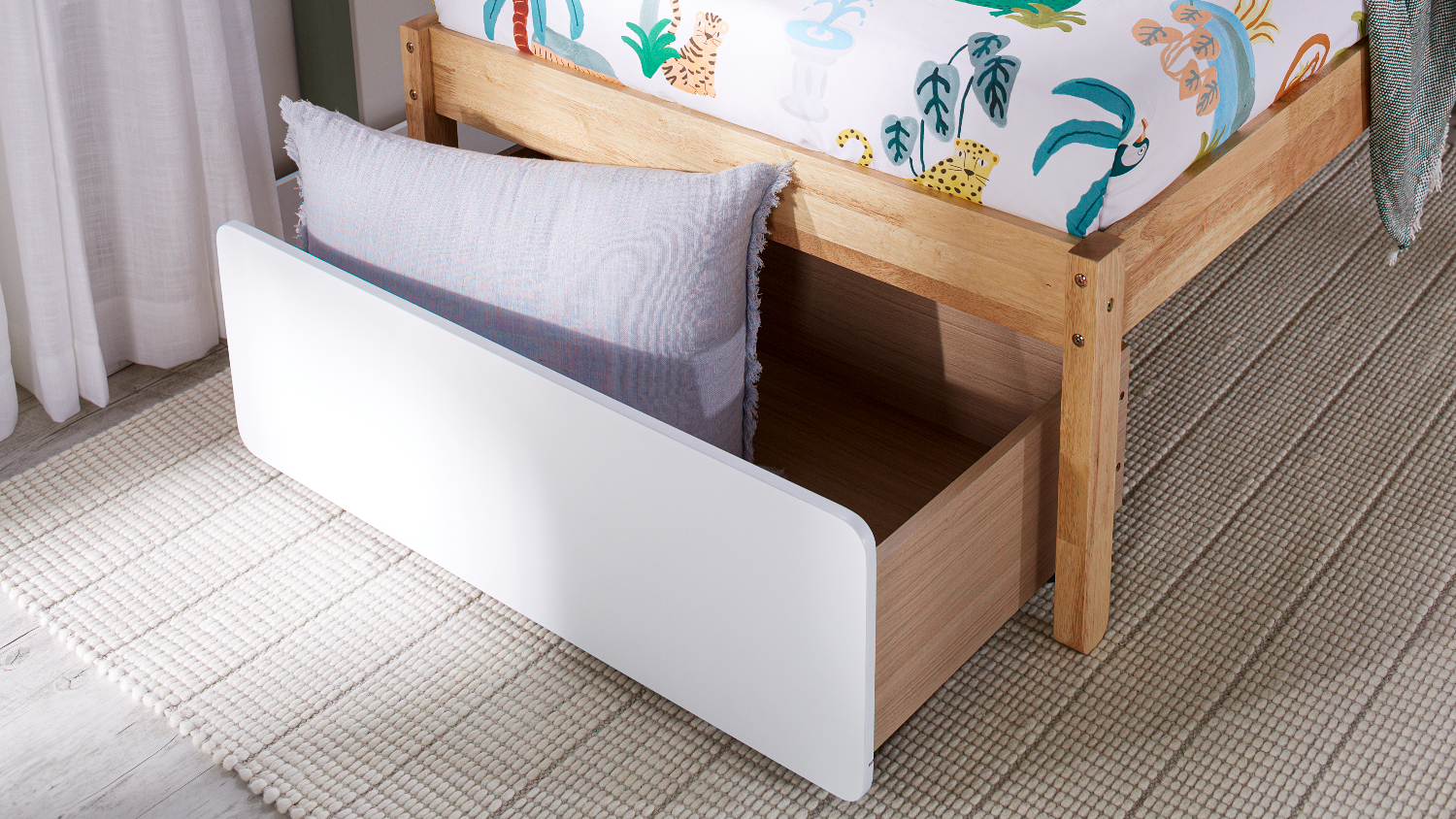 A Jesse 1 Drawer Under-bed Storage Unit in a sleek white colour