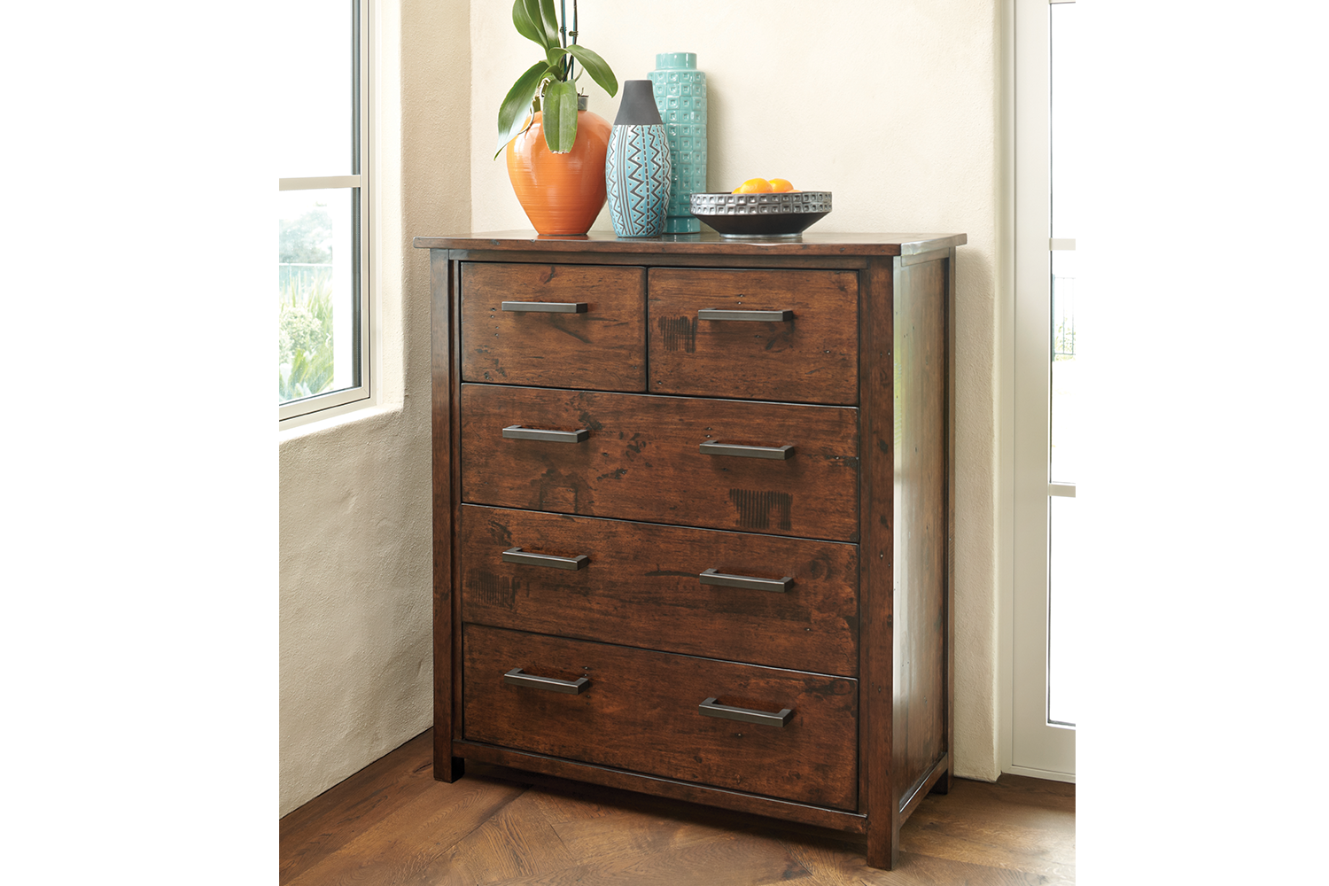 Farmhouse 5 Drawer Tallboy by John Young Furniture Harvey Norman New