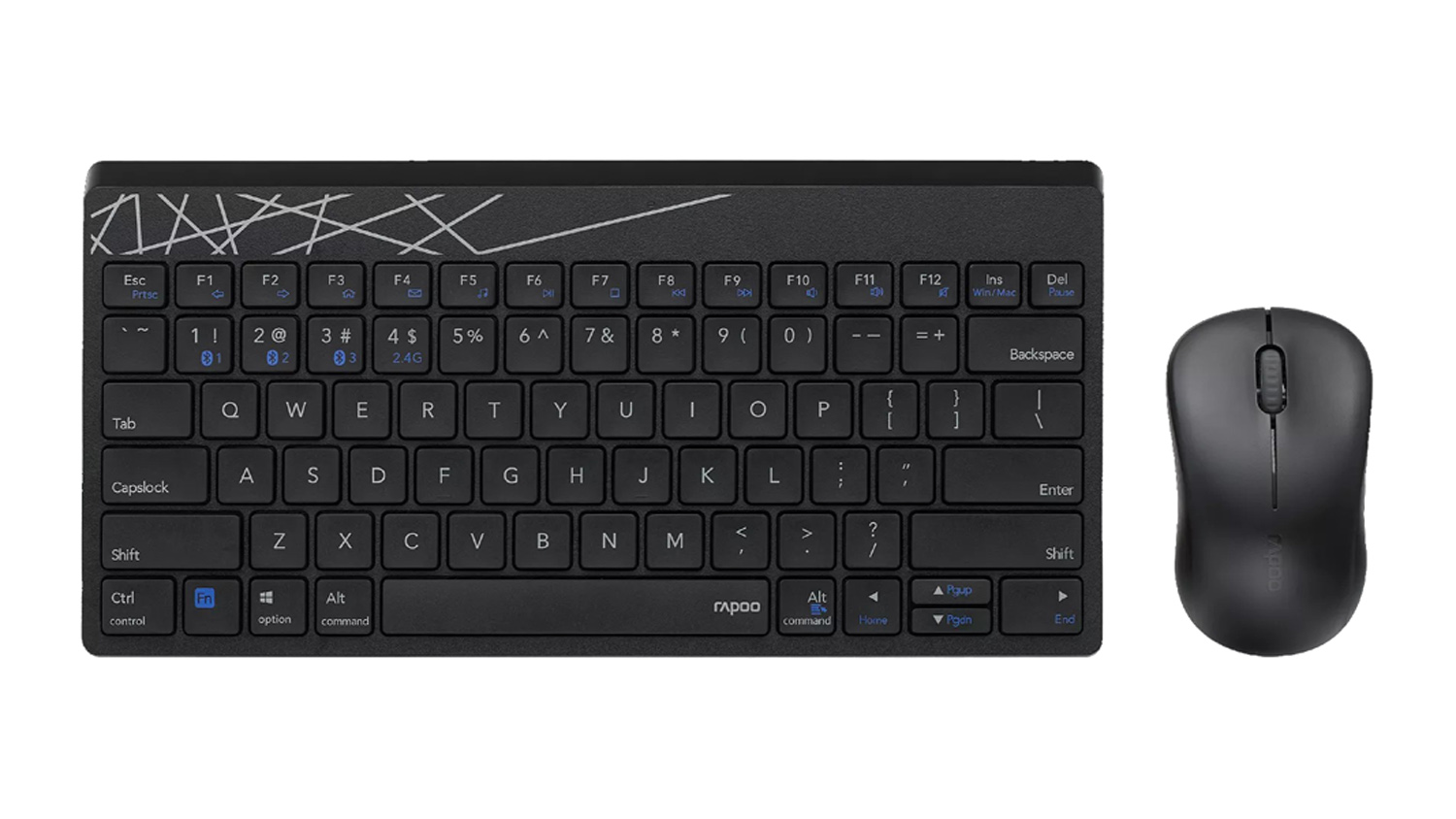 Rapoo 8000M Wireless Keyboard and Mouse Set in sleek black