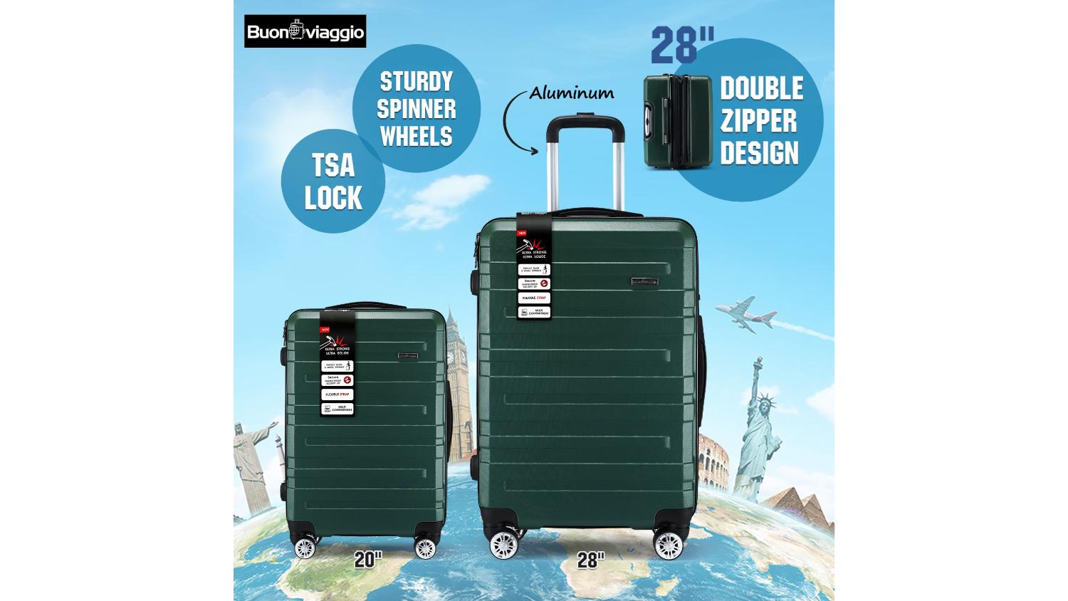 Buon Viaggio Hardshell Luggage Case Set 2pcs. - Dark Green