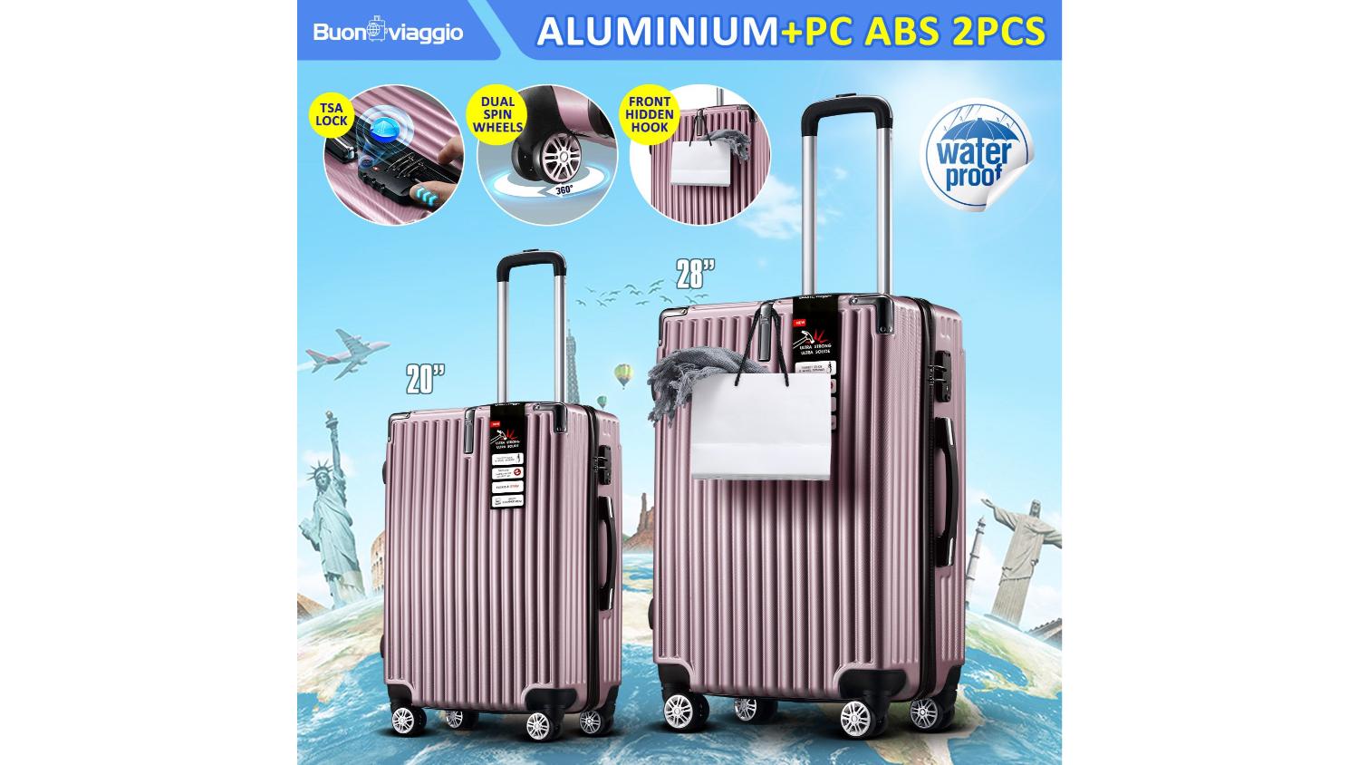 Buon Viaggio Hardshell Luggage Case Set 2pcs. - Rose Gold