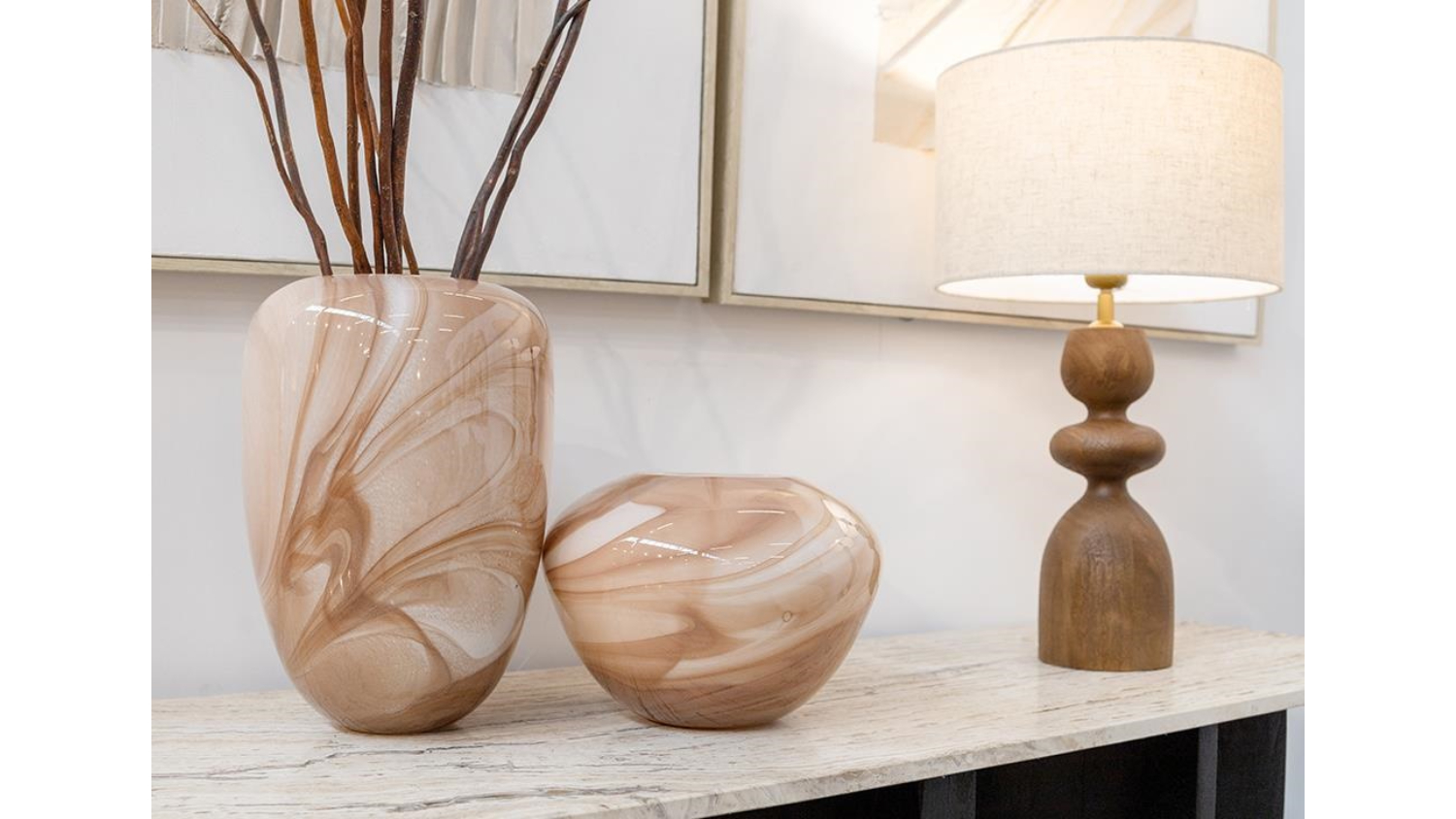 Carrie Mocha Swirl Glass Vase