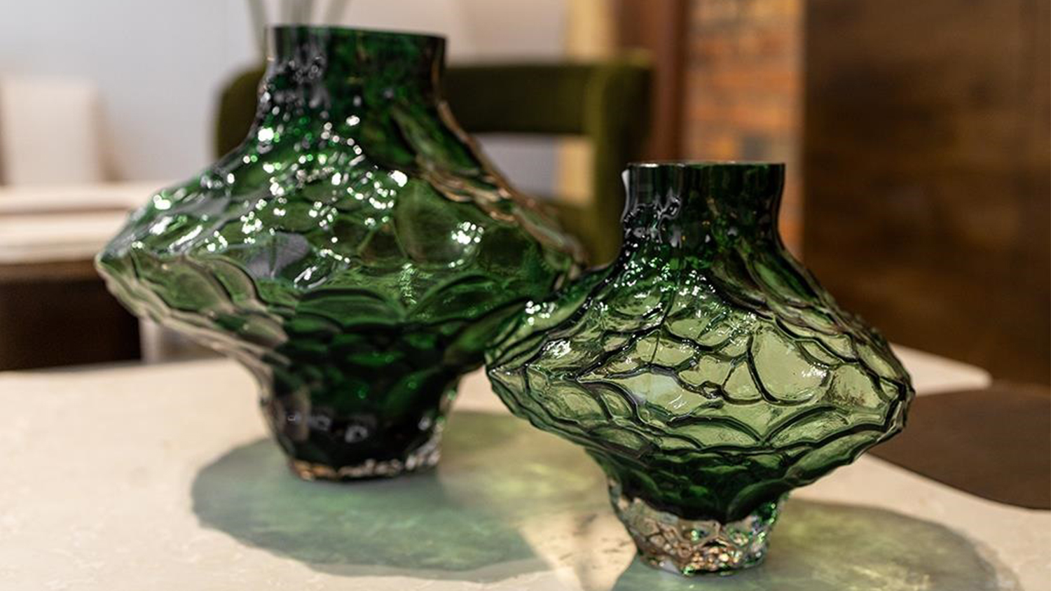 Ruby Olive Glass Vase - 26 x 23cm