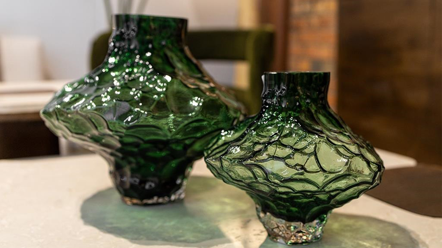 Ruby Olive Glass Vase - 18 x 16cm