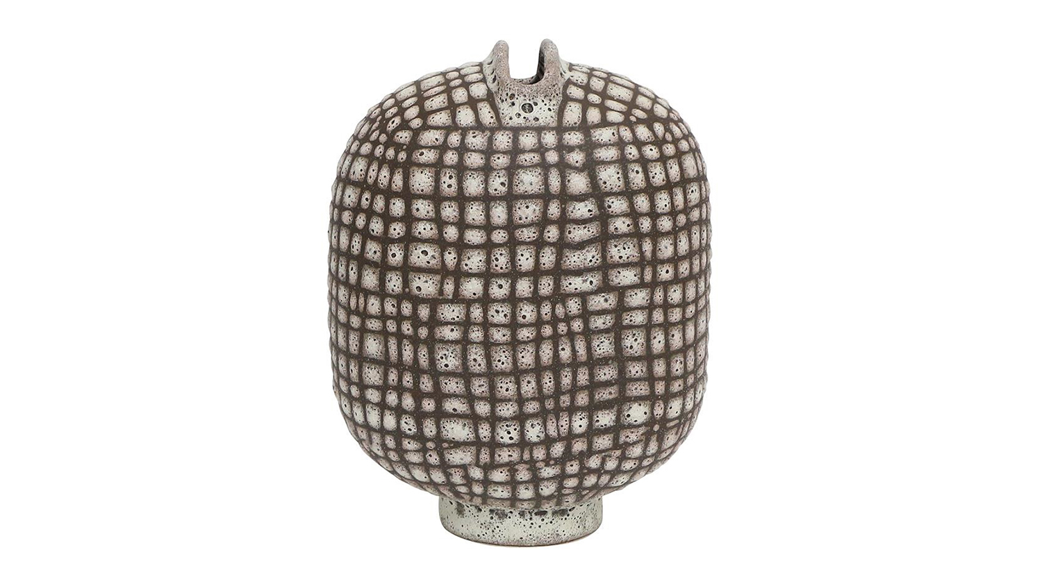 A Checkers Chocolate & Cream Ceramic Vase in a 26 x 33cm size