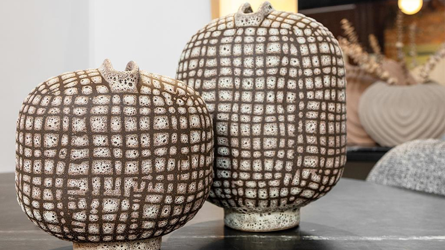 Checkers Chocolate & Cream Ceramic Vase - 26 x 33cm