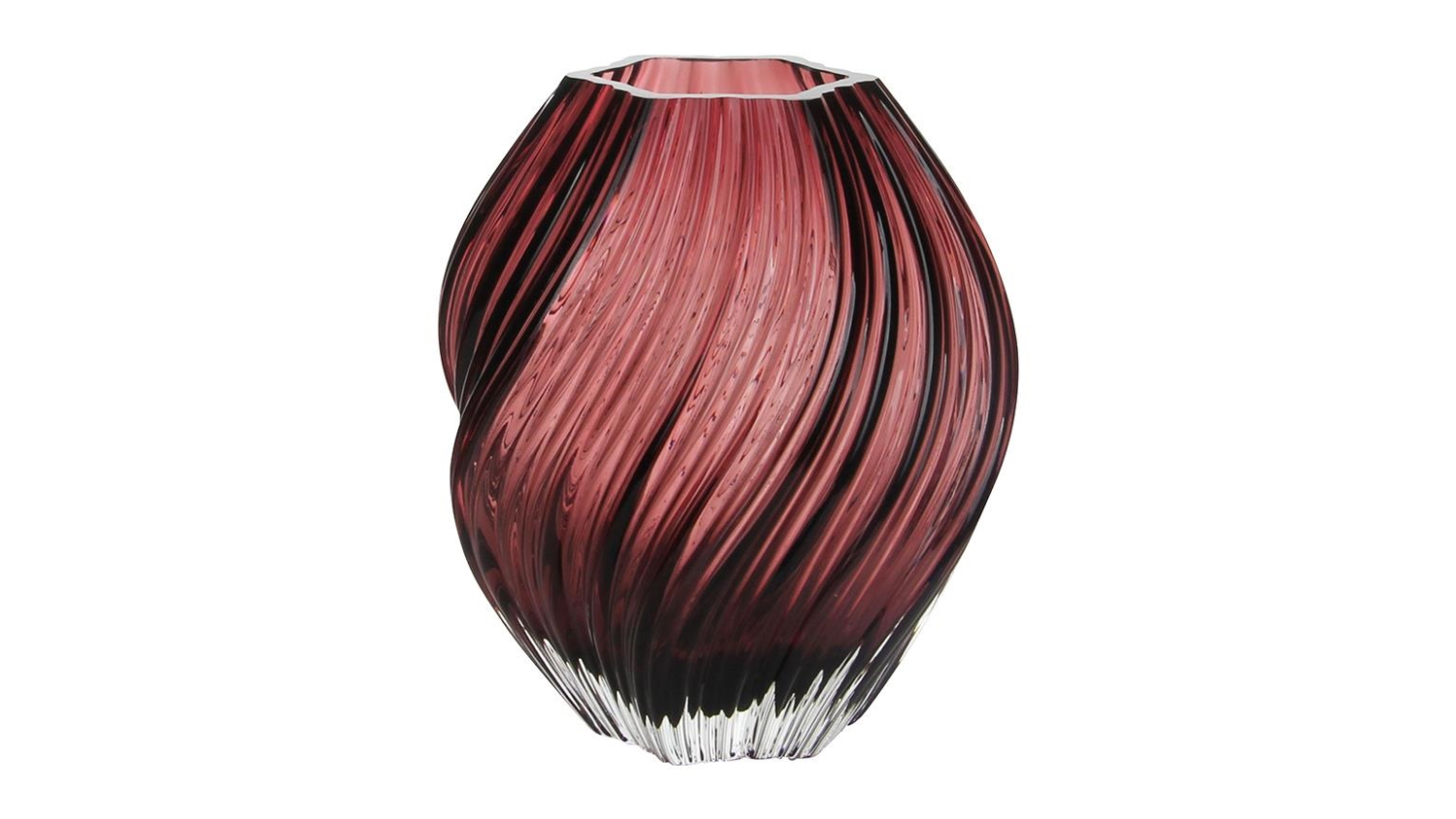 A view of the Swirl Claret Glass Vase
