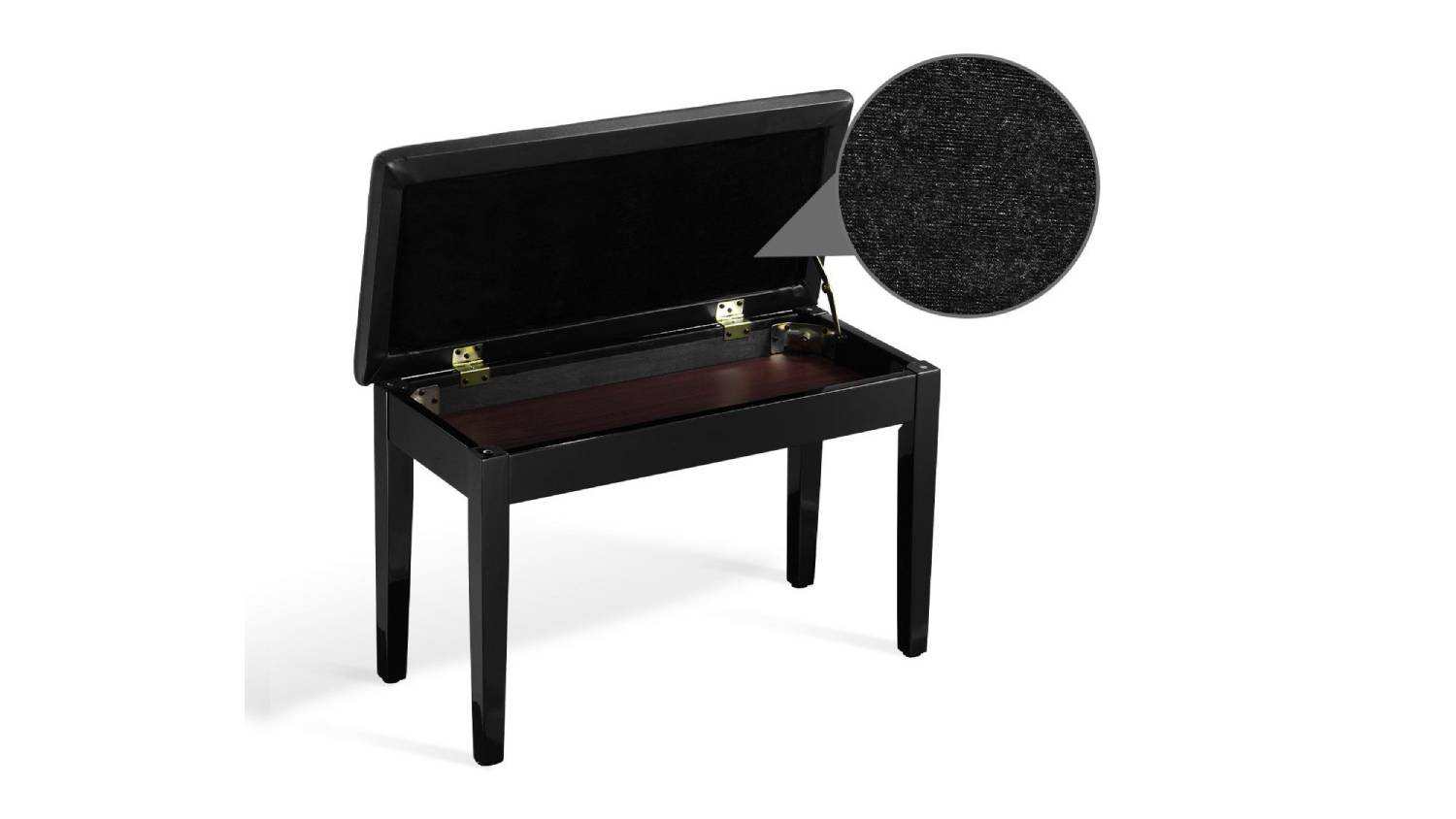 Melodic Piano Bench Stool with Storage 75 x 35 x 50cm - Black