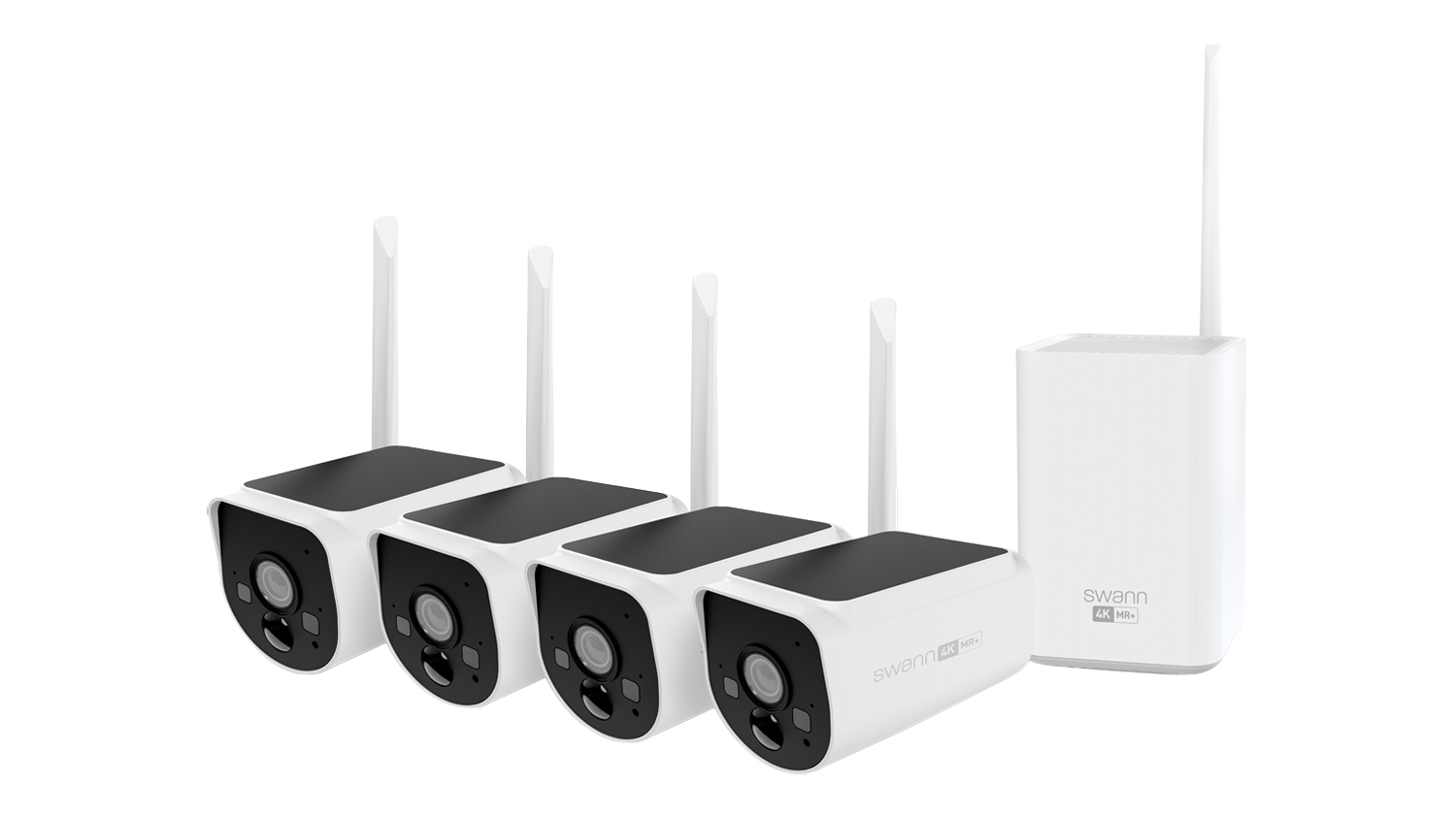 A Swann MaxRanger4K V2 Outdoor Wireless Security Camera with Built-in Solar Panels