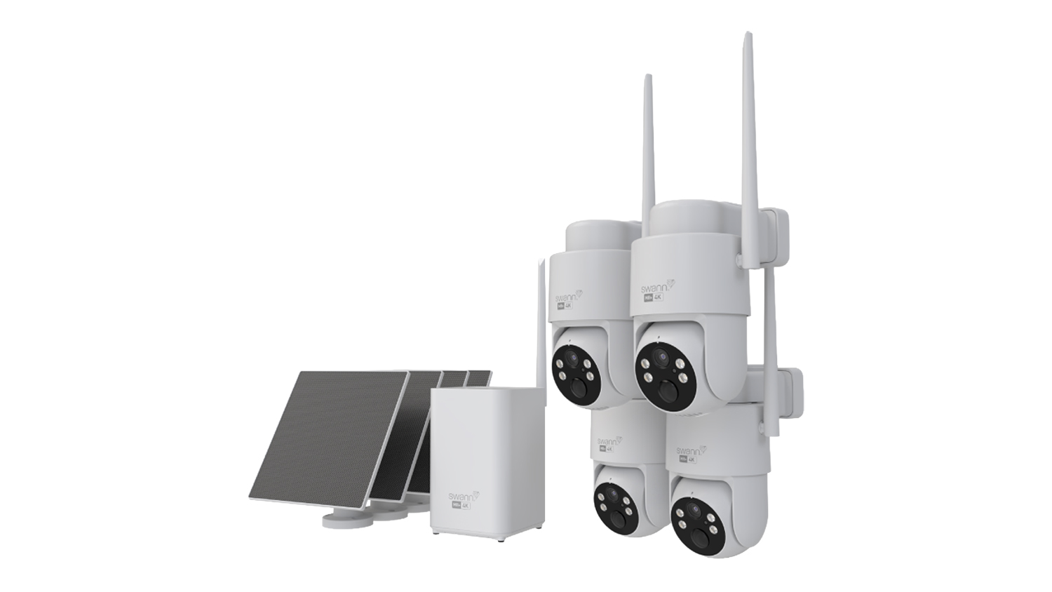 A Swann MaxRanger4K Outdoor Wireless Security Pan & Tilt Camera with Solar Panels