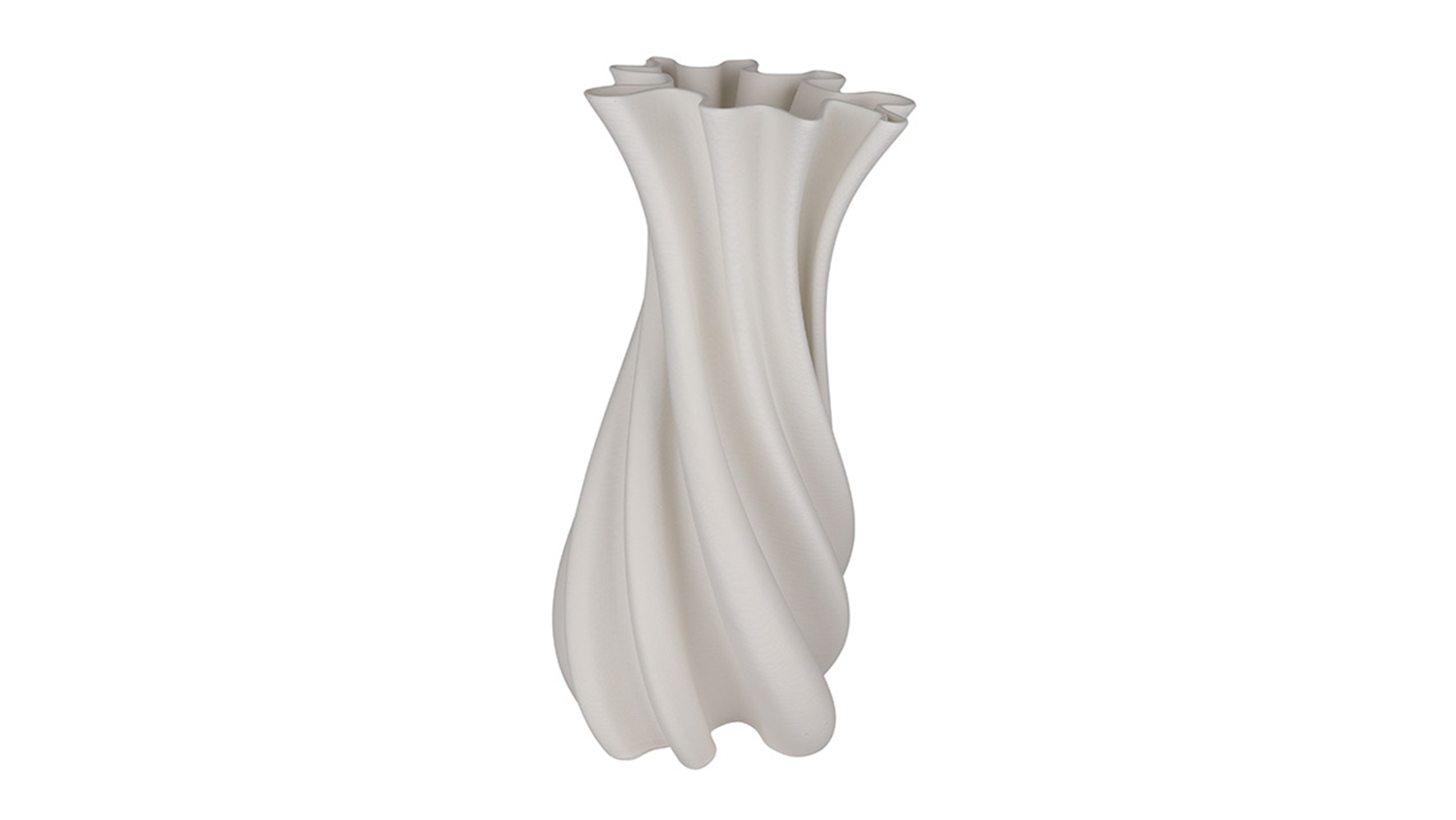 Modern Camila White Ceramic Vase with a matte finish and elegant, flowing vertical ridges