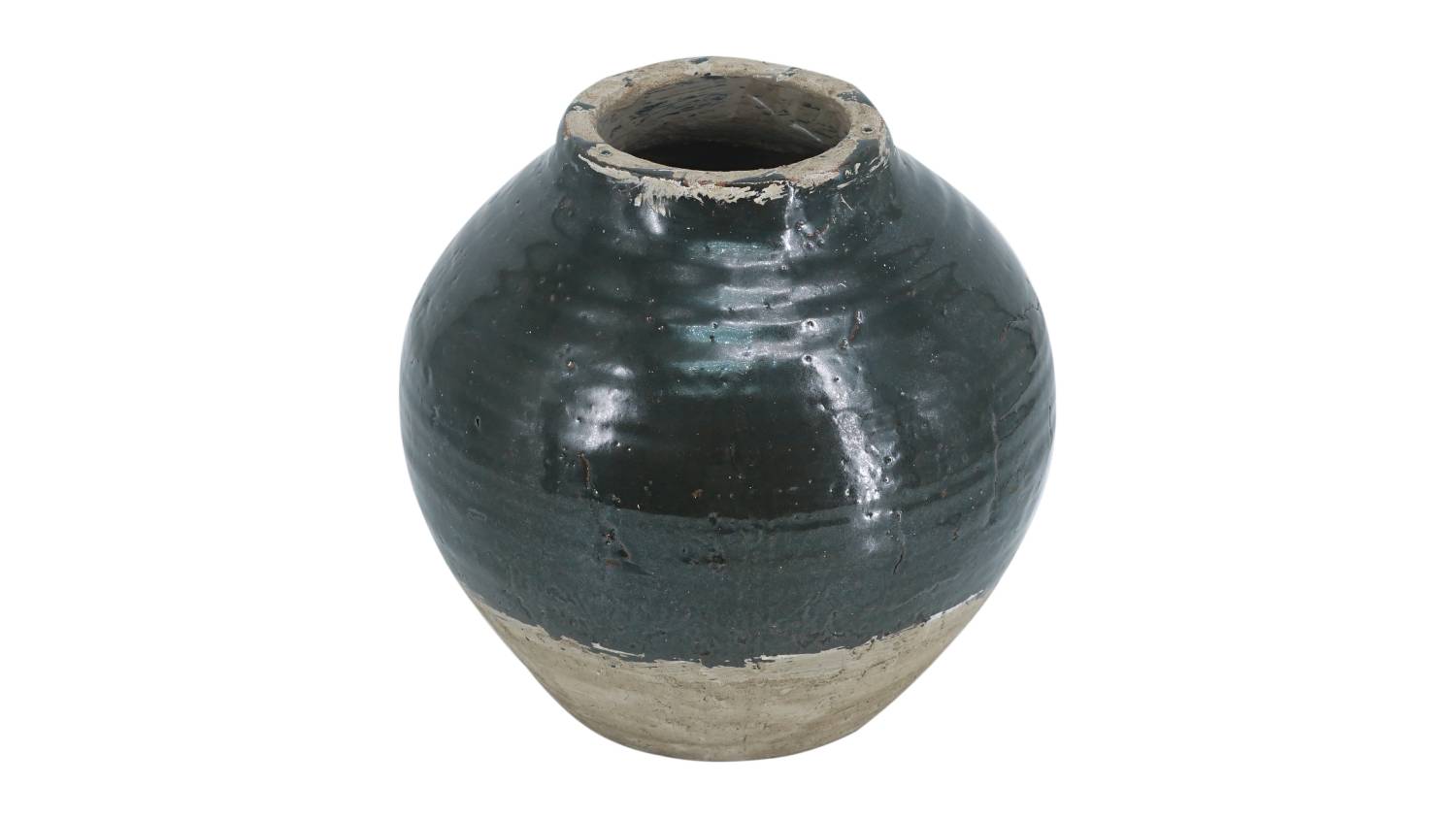 Amphora Dark Green Round Vase - 25 x 24cm