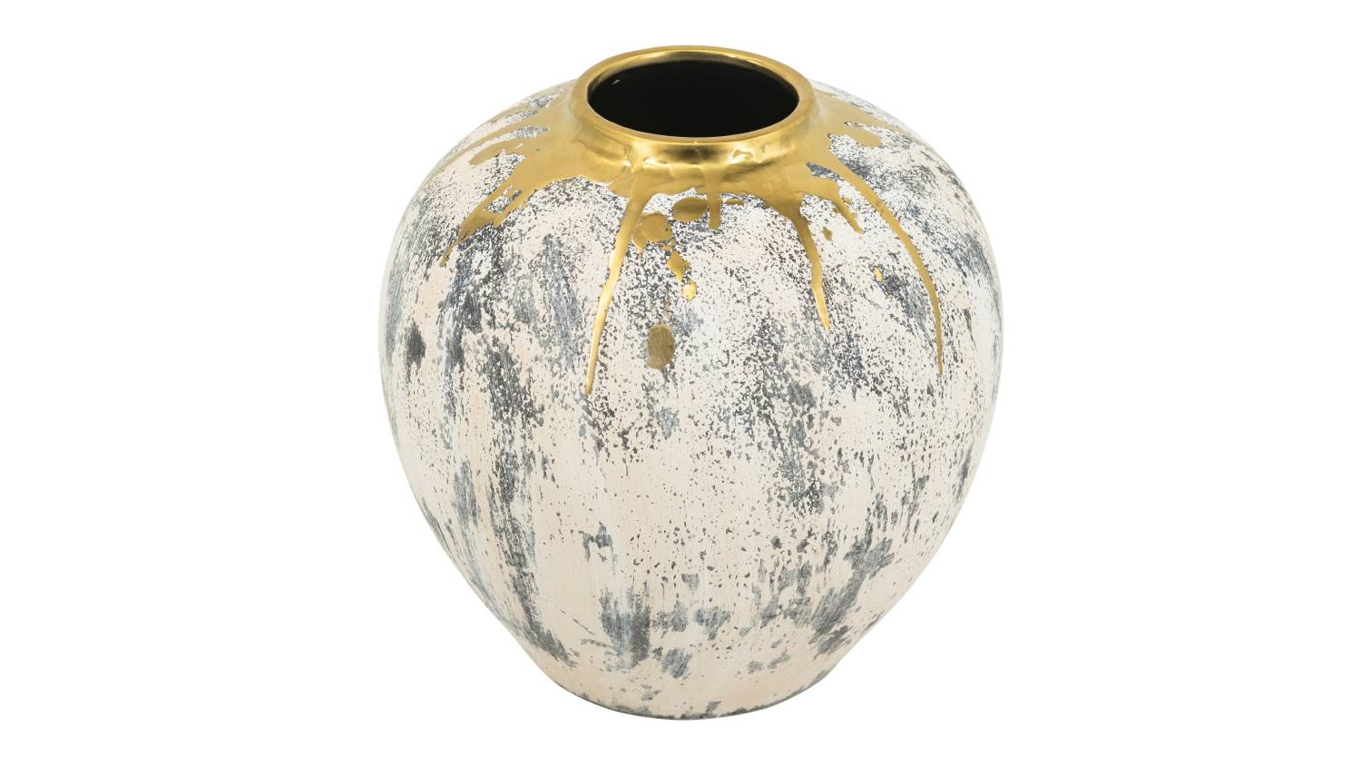 Cleo White & Gold Flower Vase - 30 x 30cm