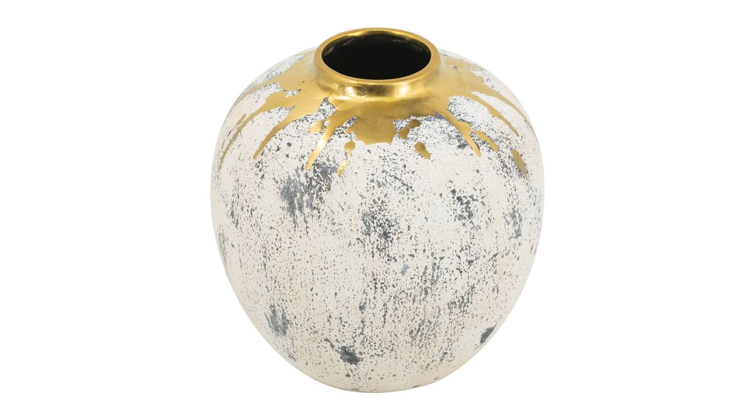 Cleo White & Gold Flower Vase - 25 x 25cm
