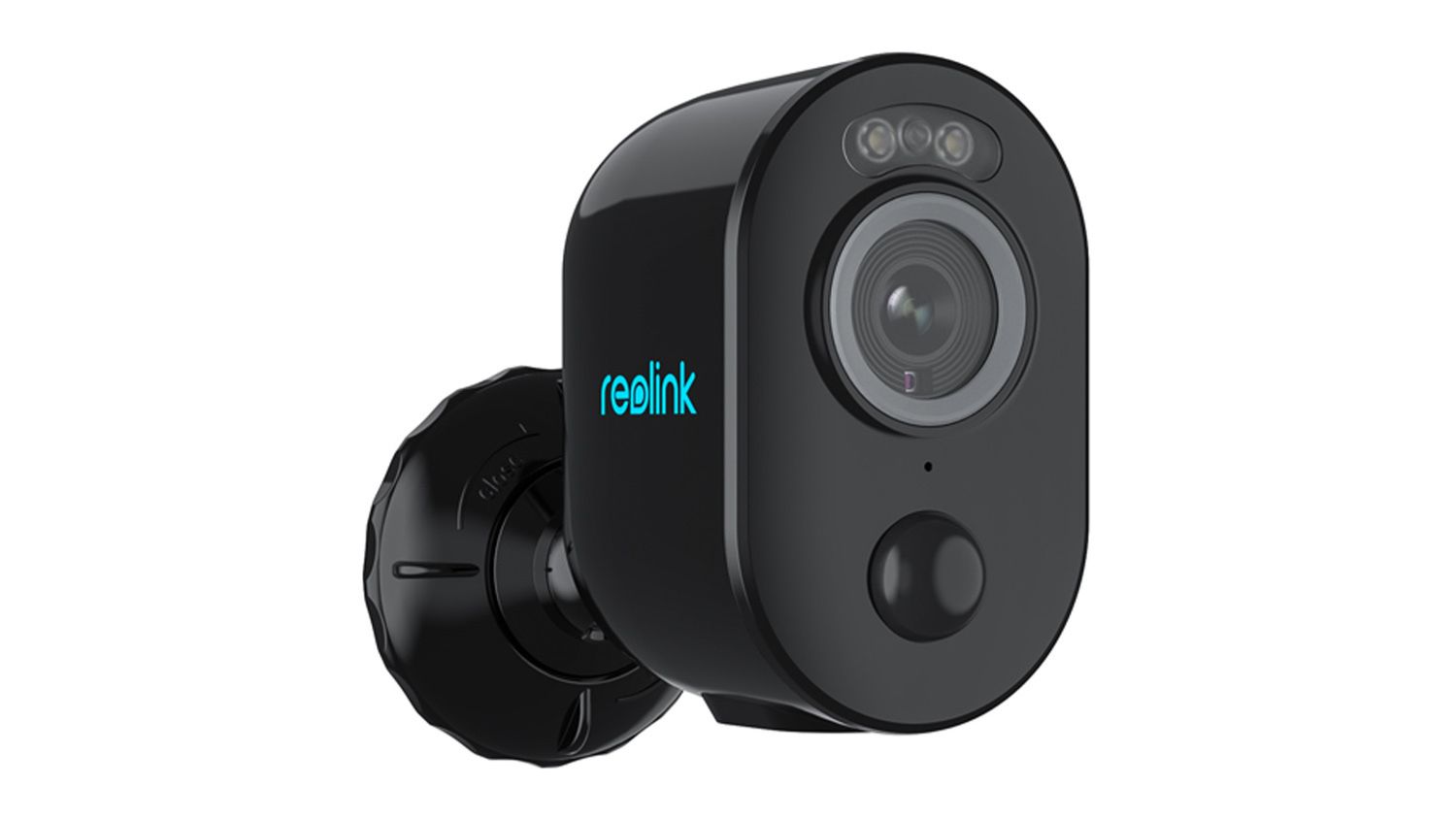 Reolink Argus 3 Pro 5MP wireless battery security camera with spotlight, motion sensor, and wall mount, shown at an angle