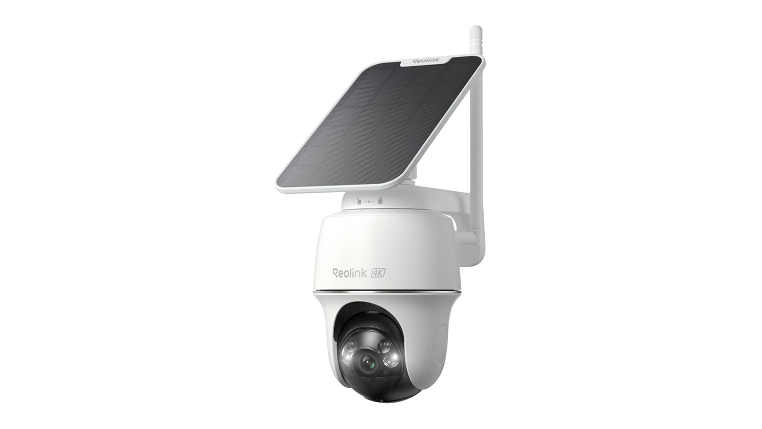 Solar-powered Reolink 4K outdoor security camera with adjustable solar panel and weatherproof design