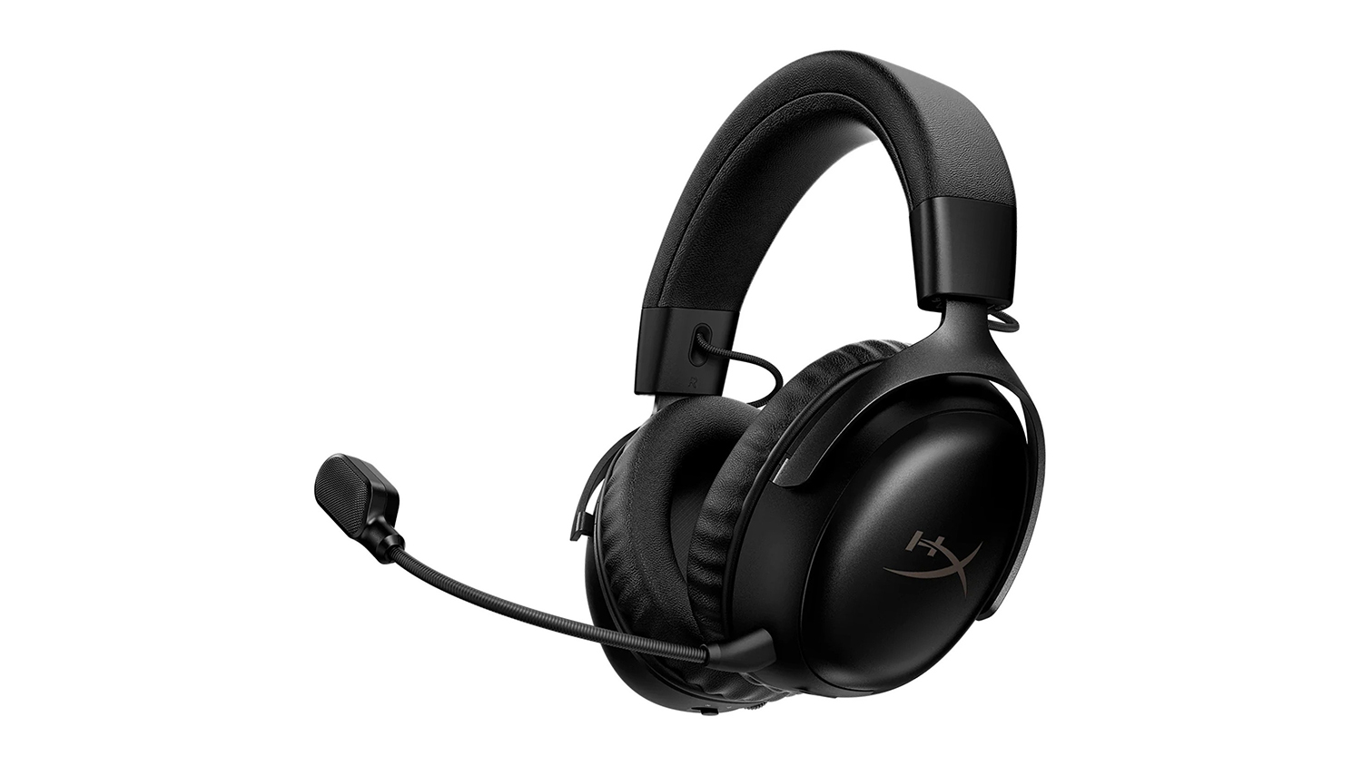 A black HyperX Cloud III S Gaming Wireless Over-Ear Headset for PlayStation/PC