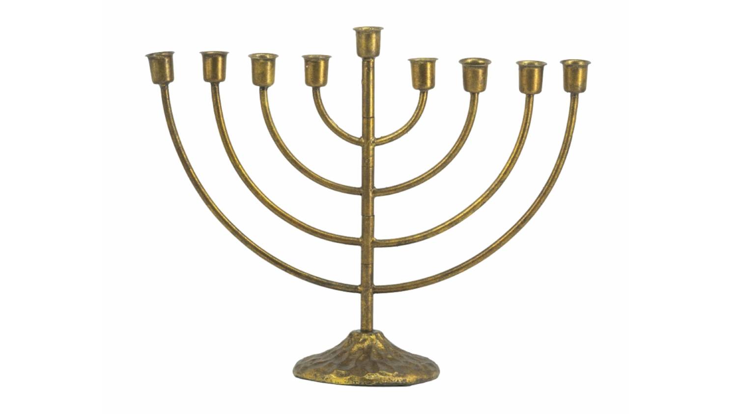 Front-facing view of the Donalt 9 Arm Candelabra in a gold iron finish