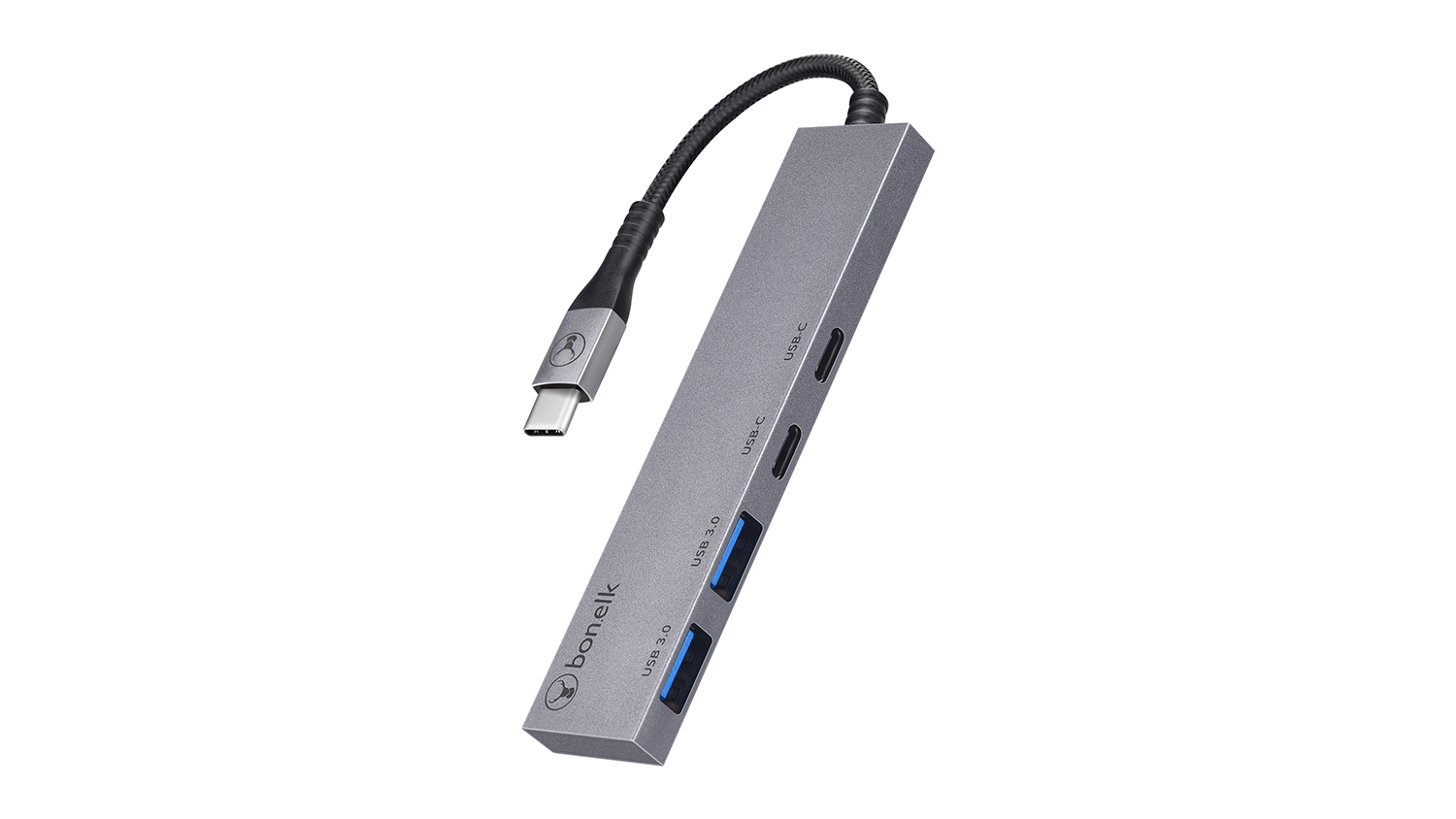 Bon.Elk Long-Life USB-C to 4-in-1 Multiport Hub in a sleek grey colour