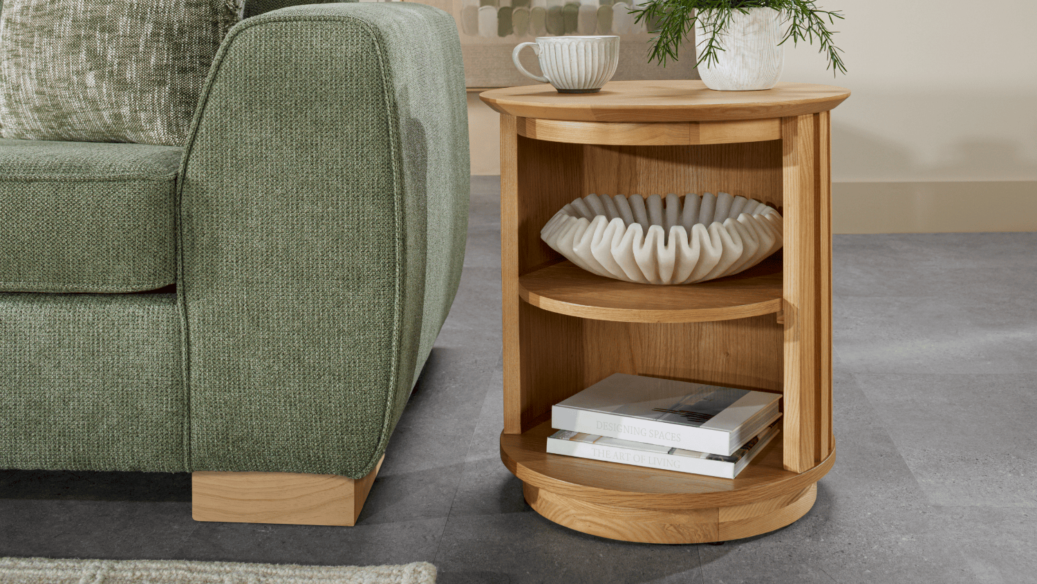 Harlow 480mm Swivel Lamp Table with 2 Shelves