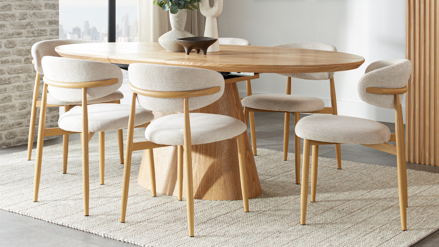 Ryder 7 Piece Oval Extension Dining Suite - Beige