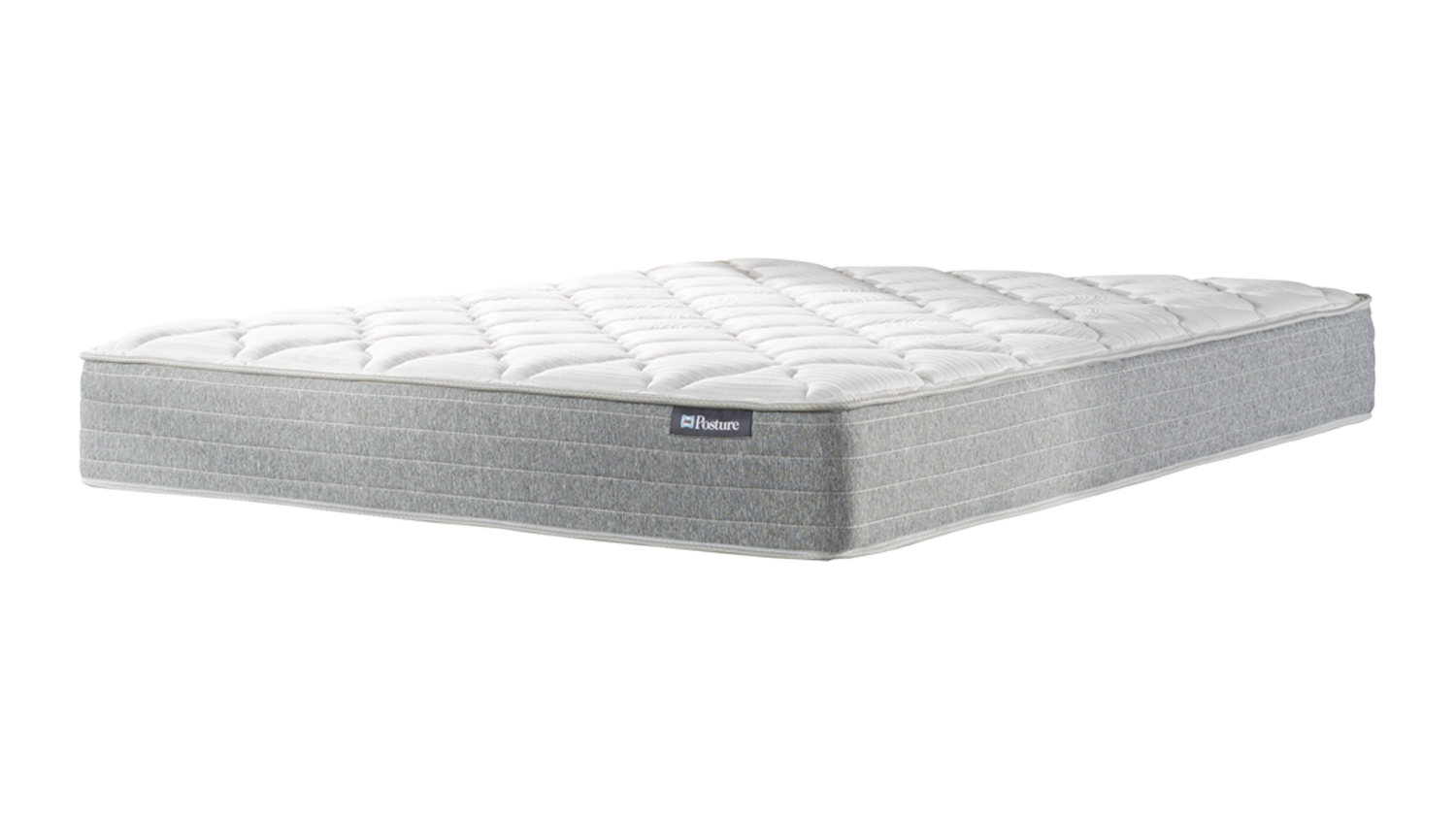 Profile view of a Sealy Posture Life Comfort mattress showing its uniform thickness and gray sides