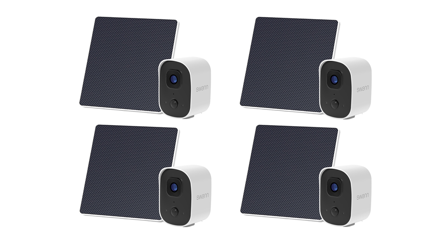 Swann EVO 2K Indoor/Outdoor Wireless Security Camera with Solar Panel - 4 Pack (White)