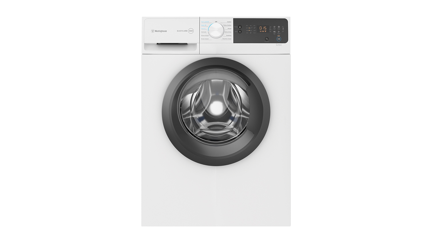 Westinghouse EasyCare 300 Series 7.5kg Front Loader Washing Machine in a sleek white colour
