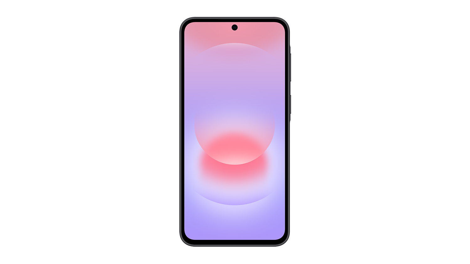 Front view of Samsung Galaxy A37 in Awesome Charcoal with a gradient wallpaper