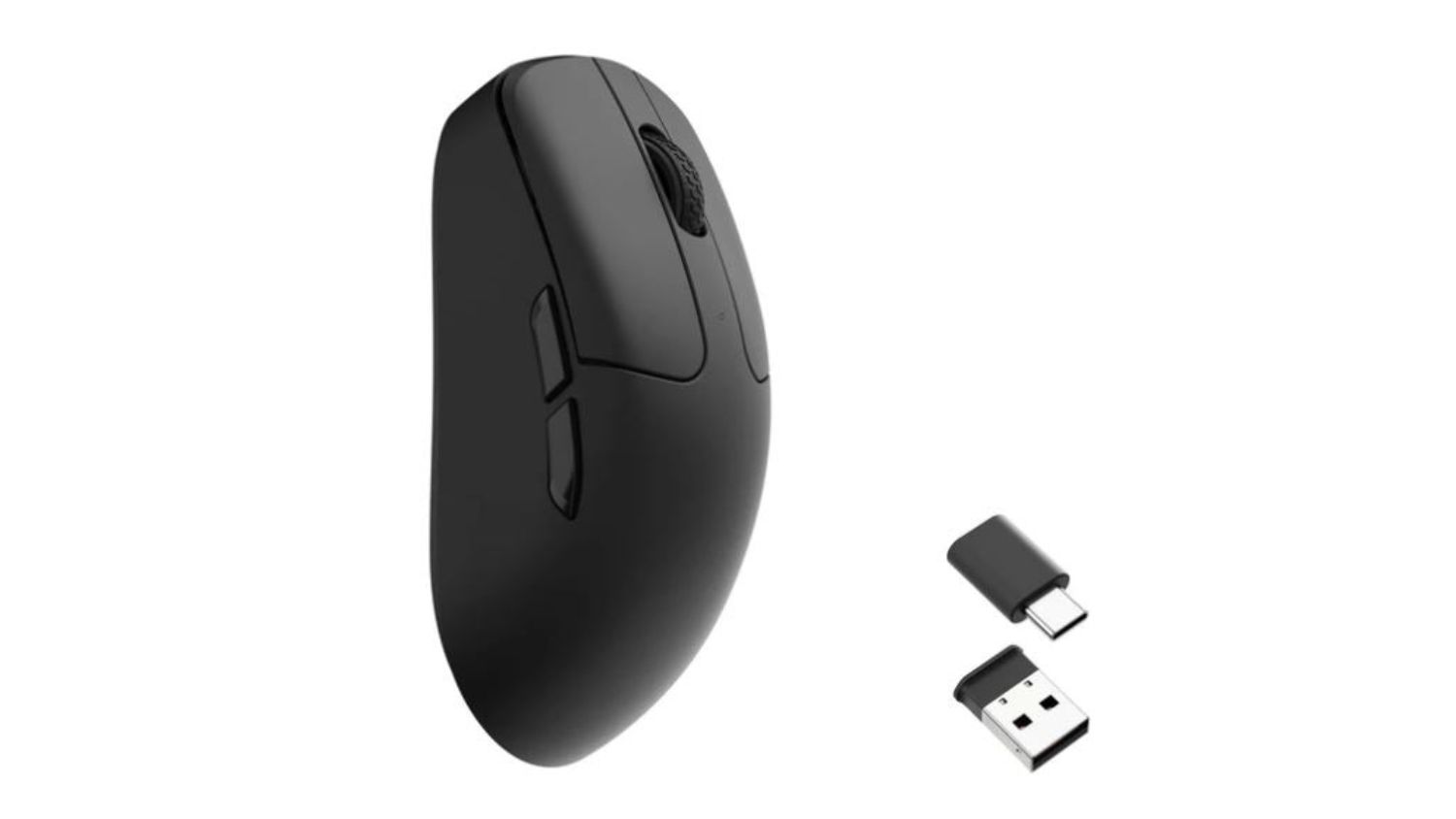 Keychron M2 Wireless Mouse in black with ergonomic curved design and Type‑C and Type‑A receivers